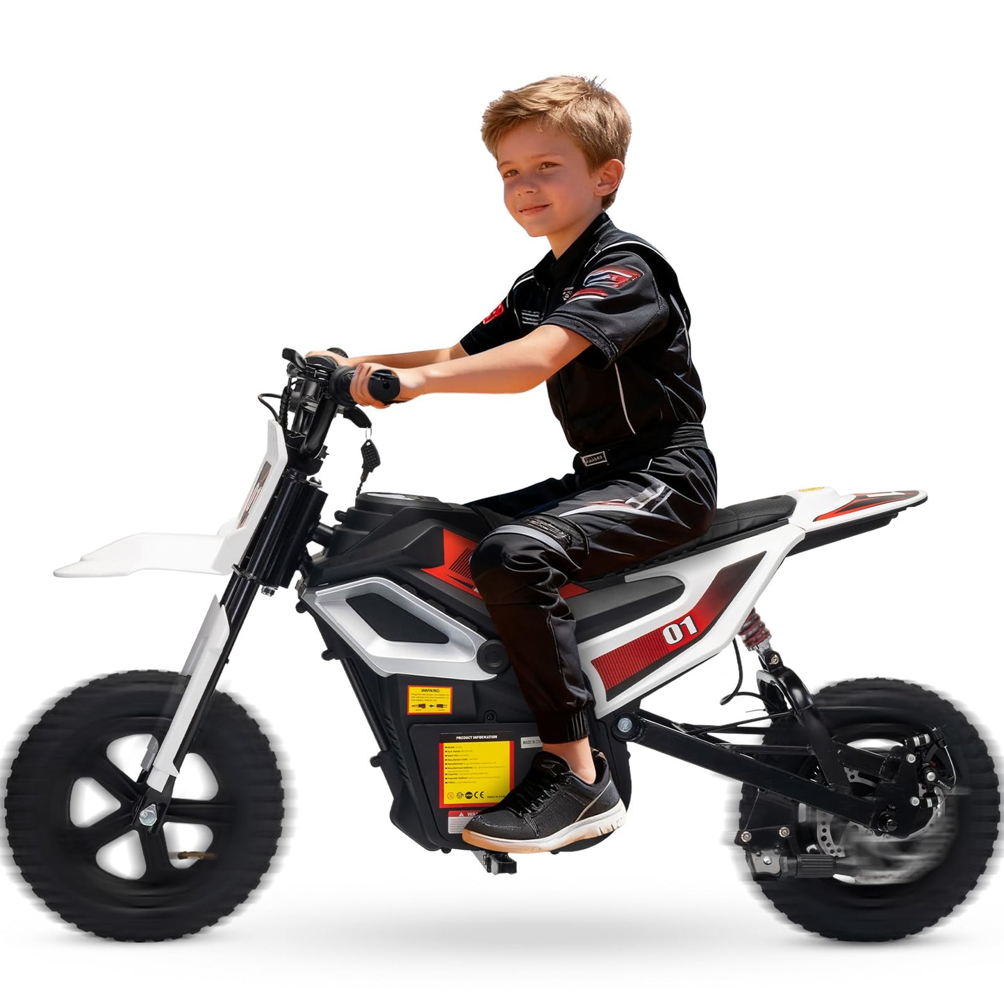 24V Kids Electric Dirt Bike, 350w Motorcycle with 10 MPH Max Speed & 12-Mile Range,Rear Wheel Suspension, Twist Grip Throttle, Rubber Tires