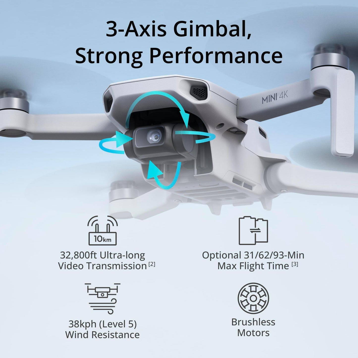 DJI Mini 4K Protection Bundle, Drone with 4K UHD Camera for Adults, Under 249 g, 3-Axis Gimbal Stabilization, 10km Video Transmission, Propeller Guard, Landing Gear, Propellers Compatible