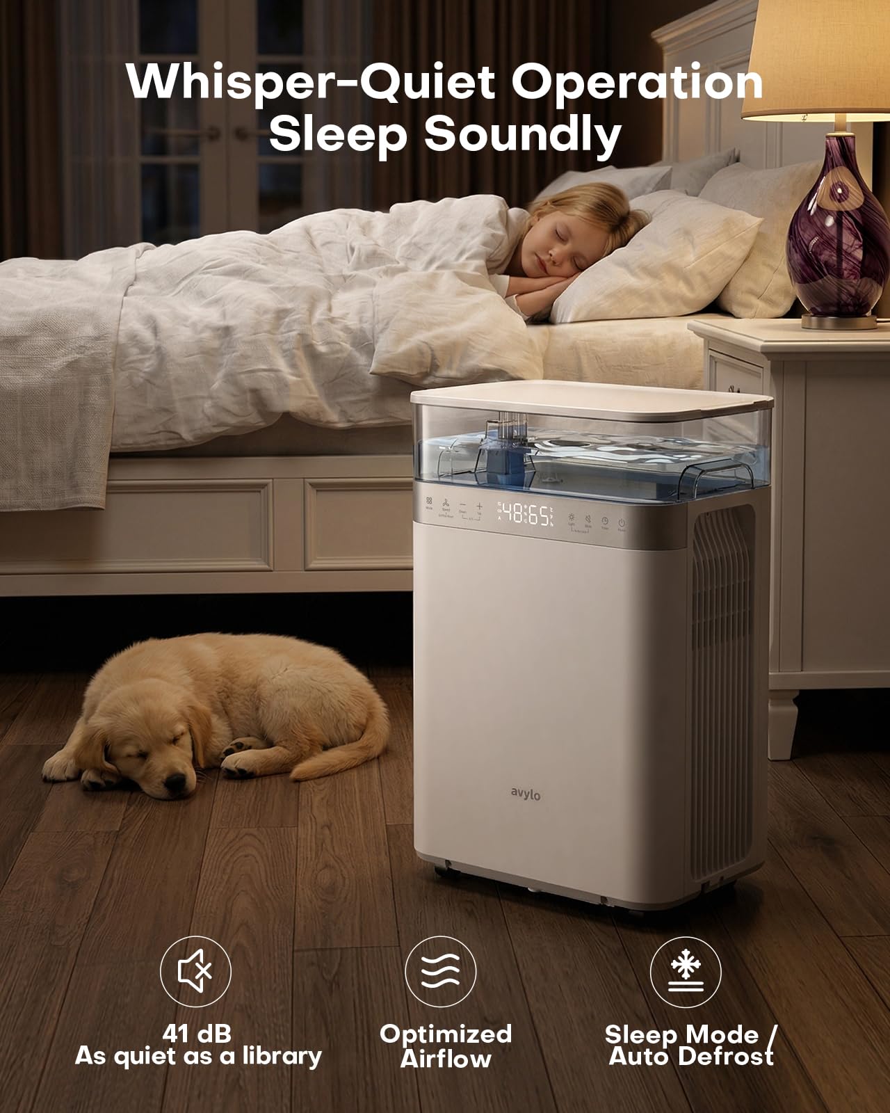 avylo Dehumidifier for Basement with Pump and Drain Hose, 90 Pint/D, White, 2.11 Gallon Top-Mounted Water Tank, 5000 Sq.Ft Dehumidifiers for Home with 41dB, Auto Defrost