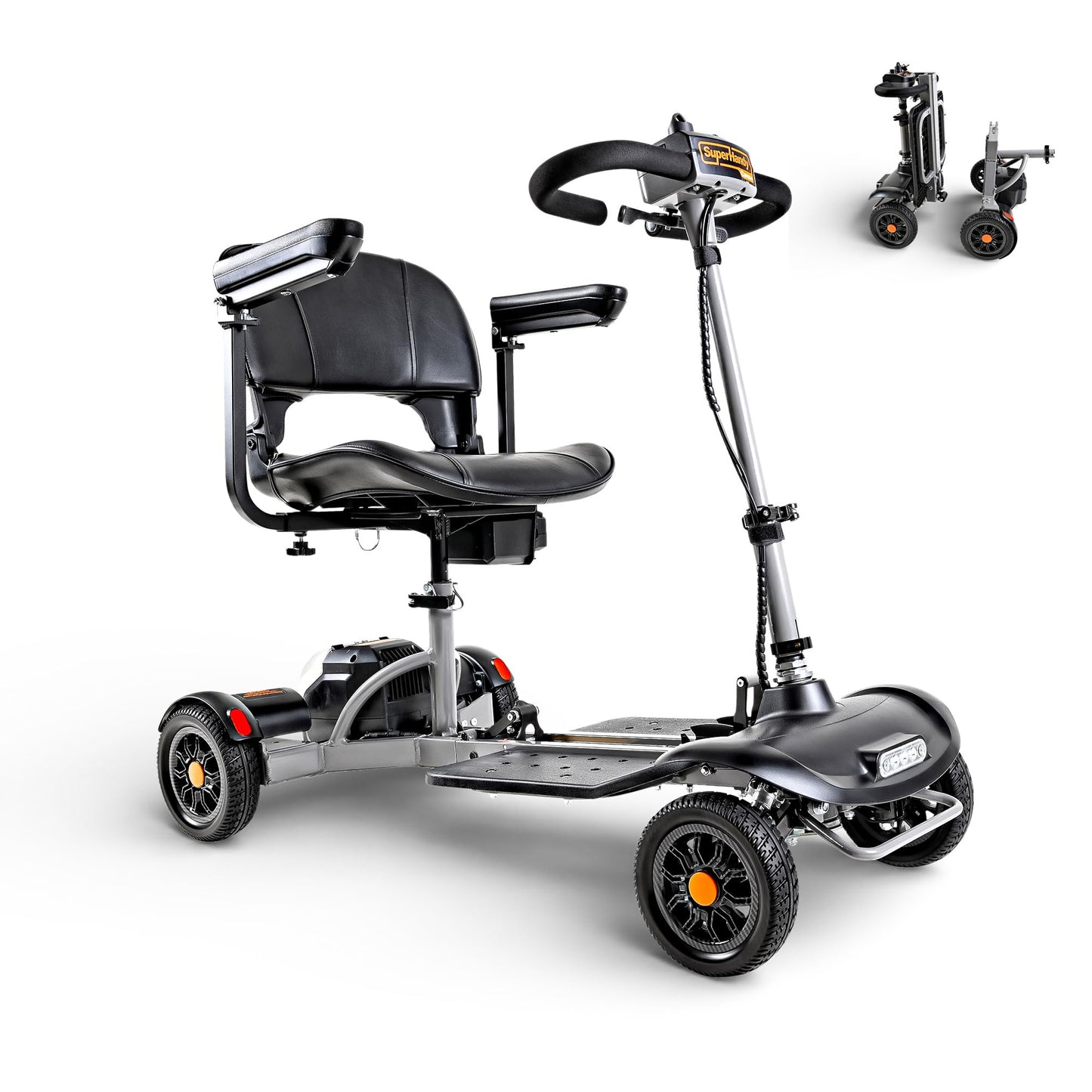 SuperHandy Passport Flex 4 Wheel Power Mobility Scooter – Quick-Disassembly Aluminum Frame, Foldable & Compact, 48V Li-Ion Battery