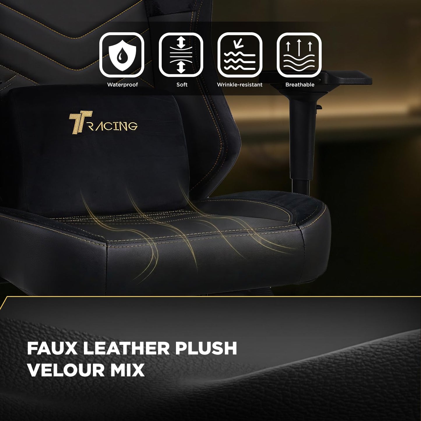 TTRACING Maxx Ergonomic Gaming Chair - Big and Tall PC Computer Desk Chair for Adults, 440 lbs Heavy Duty Aluminum Base, 4D Armrests, 155 Degree Recline, PU Faux Leather and Velour, Royal Black
