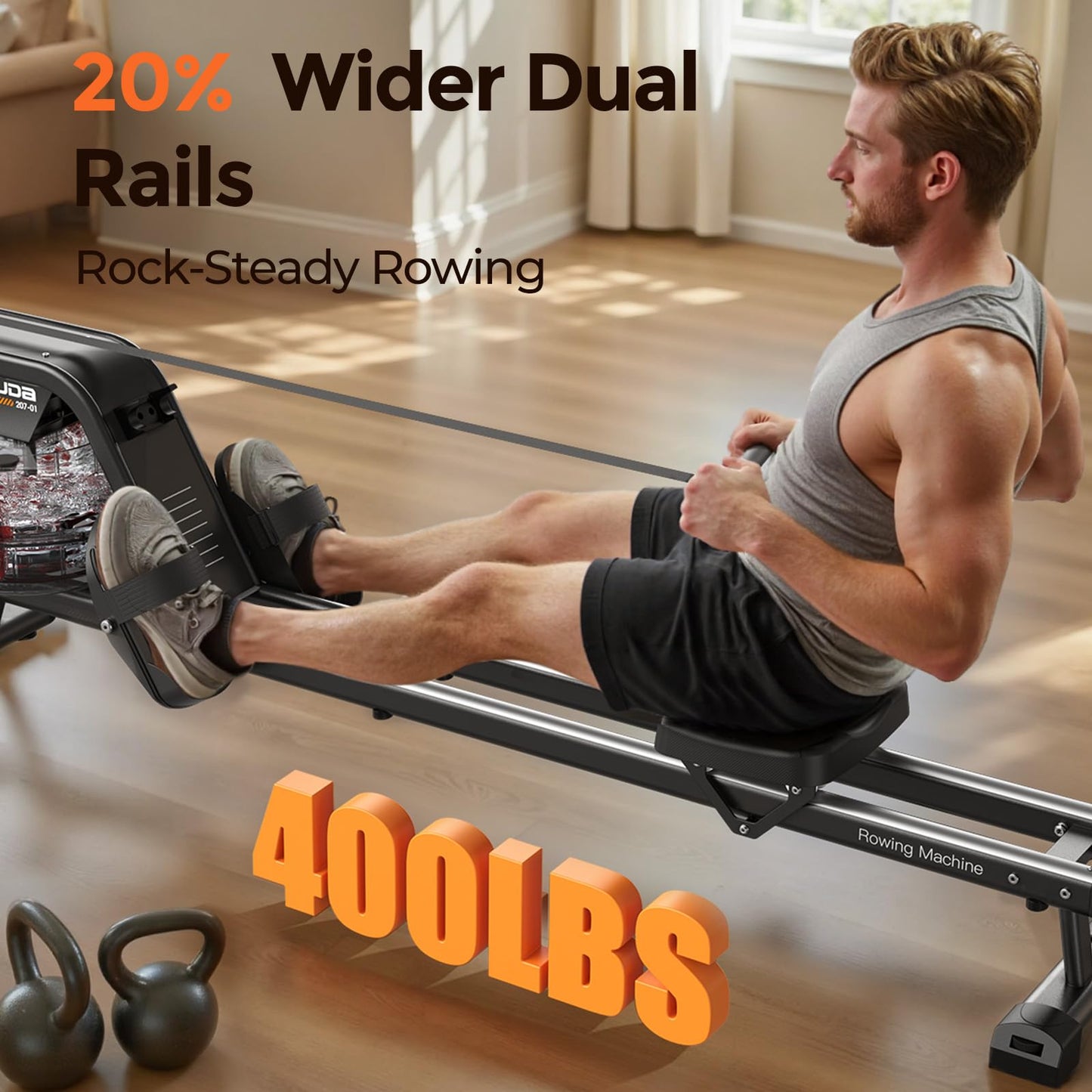 YOSUDA Water Rowing Machines for Home Use- Foldable Rower Machine 400LBS Weight Capacity with Dedicated Monitor & Bluetooth APP, Comfortable Seat