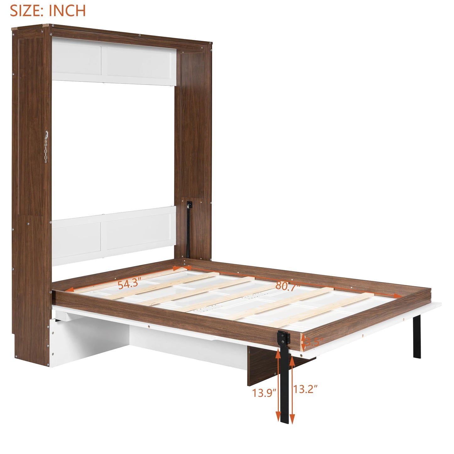 Merax Full Size Murphy Bed with Desk, Space Saving Fold Down Wall Bed