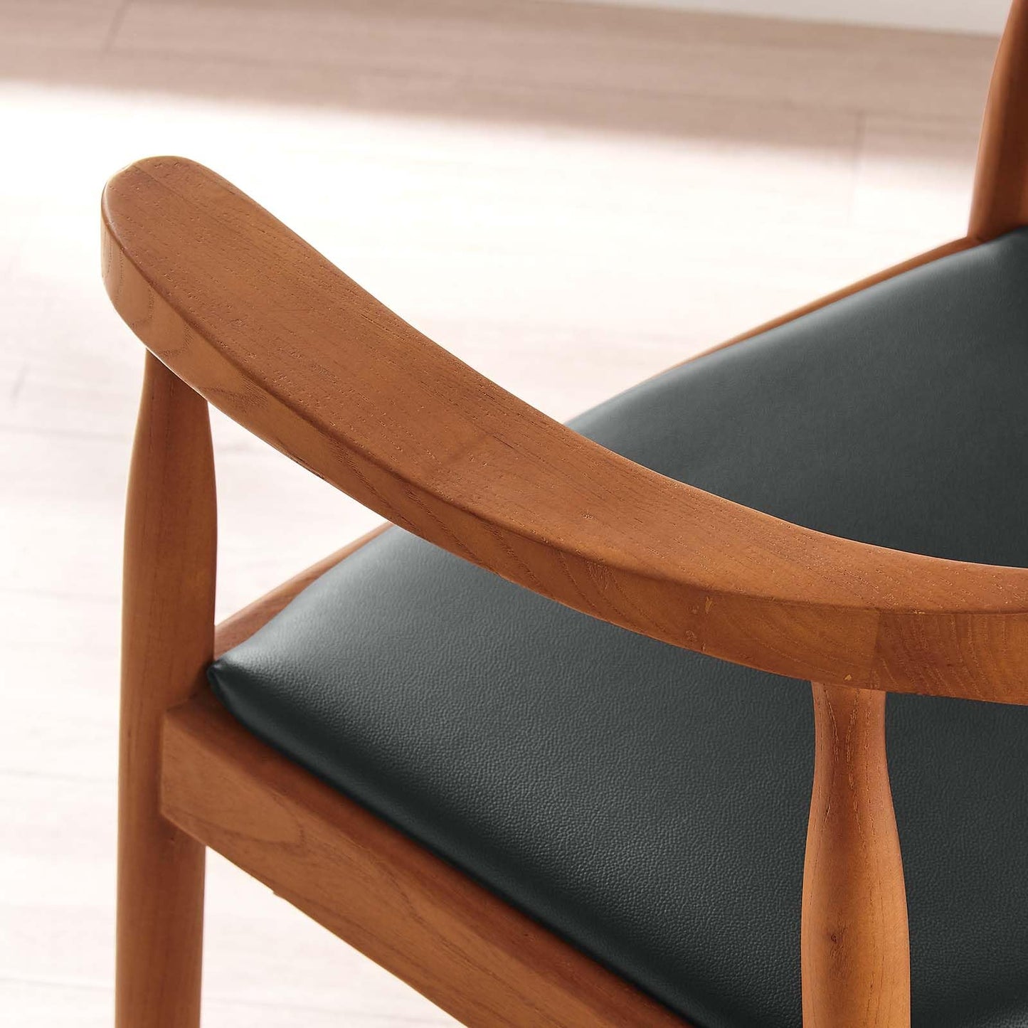 Modway Presidential Mid-Century Modern Faux Leather Upholstered Dining Armchair in Black