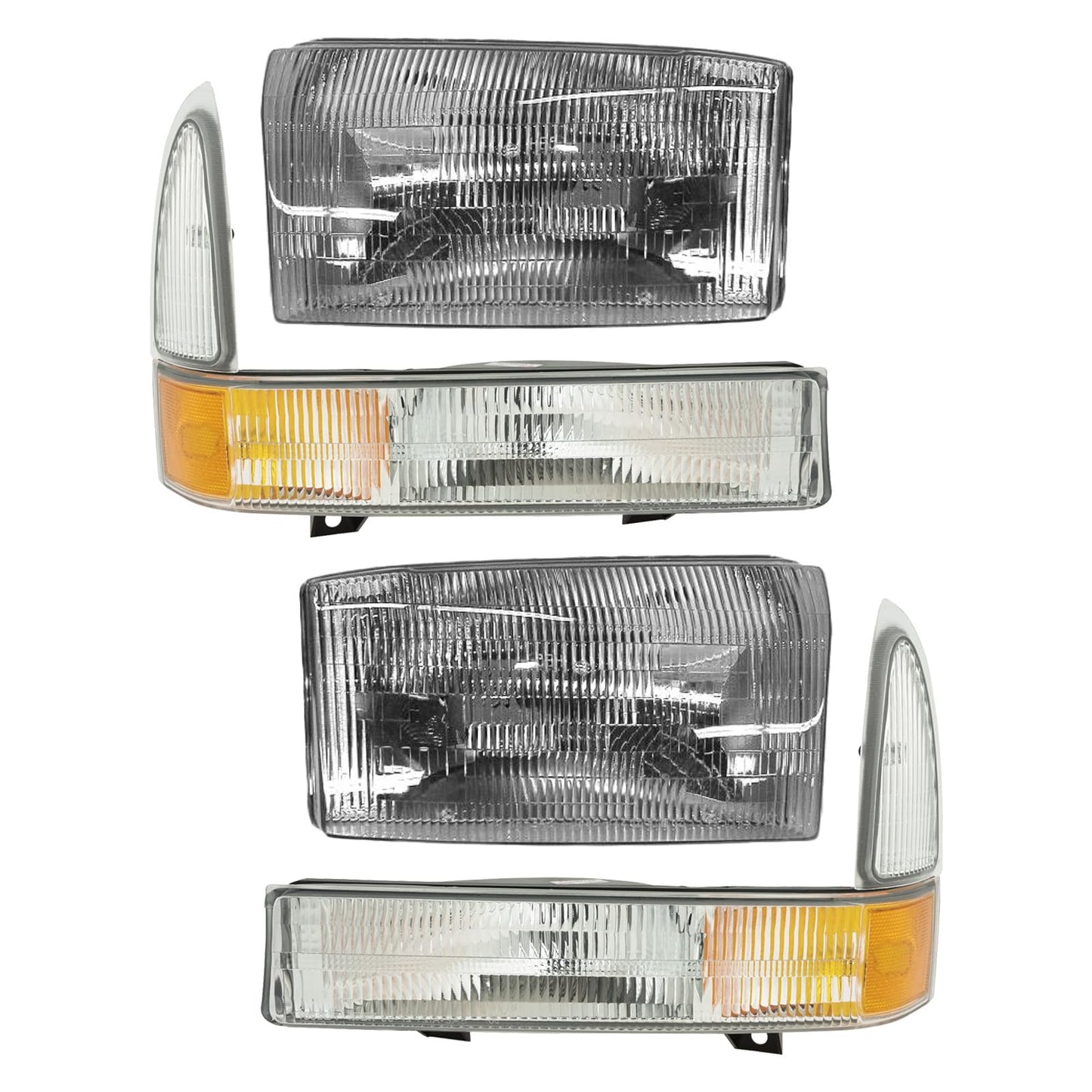 TRQ Headlight Assembly Set for 2002-2004 Ford Excursion & F250/F350 Super Duty, Model LKA55915, Amber Color