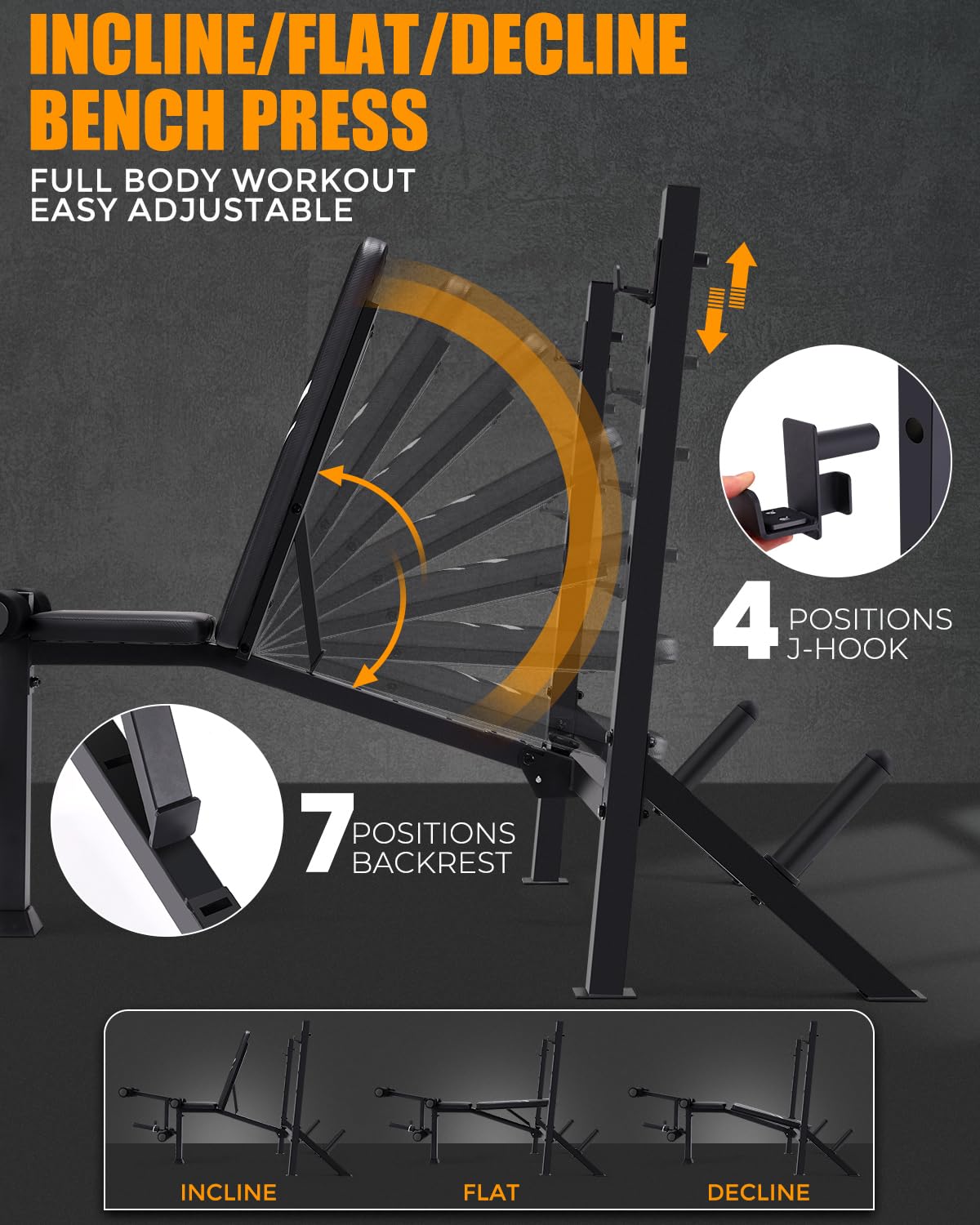ANCHEER 900LBS Weight Bench Set with Barbell Rack, Heavy Duty Bench Press Set with Leg Extension and Leg Curl, Foldable Workout Benches for Home Gym with J Hooks & Olympic Sleeves (US Stock)