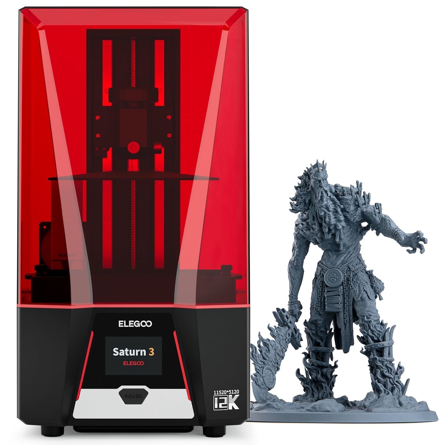 ELEGOO Saturn 3 MSLA 12K 3D Printer, Desktop Resin 3D Printer with 10-Inch Monochrome LCD, Voxeldance Tango Slicer, Large Printing Size of 8.62 × 4.84 × 9.84 inches