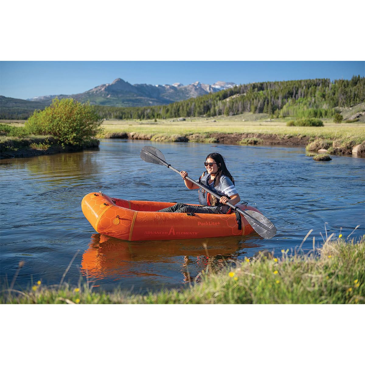 ADVANCED ELEMENTS Packlite+ Packraft One Person Inflatable Kayak, Orange