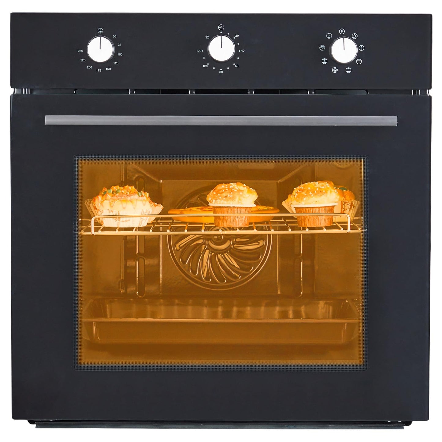 MilleLoom 24" Single Wall Oven - 2.5 Cu.Ft, 240V 3000W, Even Cooking, Versatile Functions, User-Friendly Controls, Double-Layered Glass Door, Black