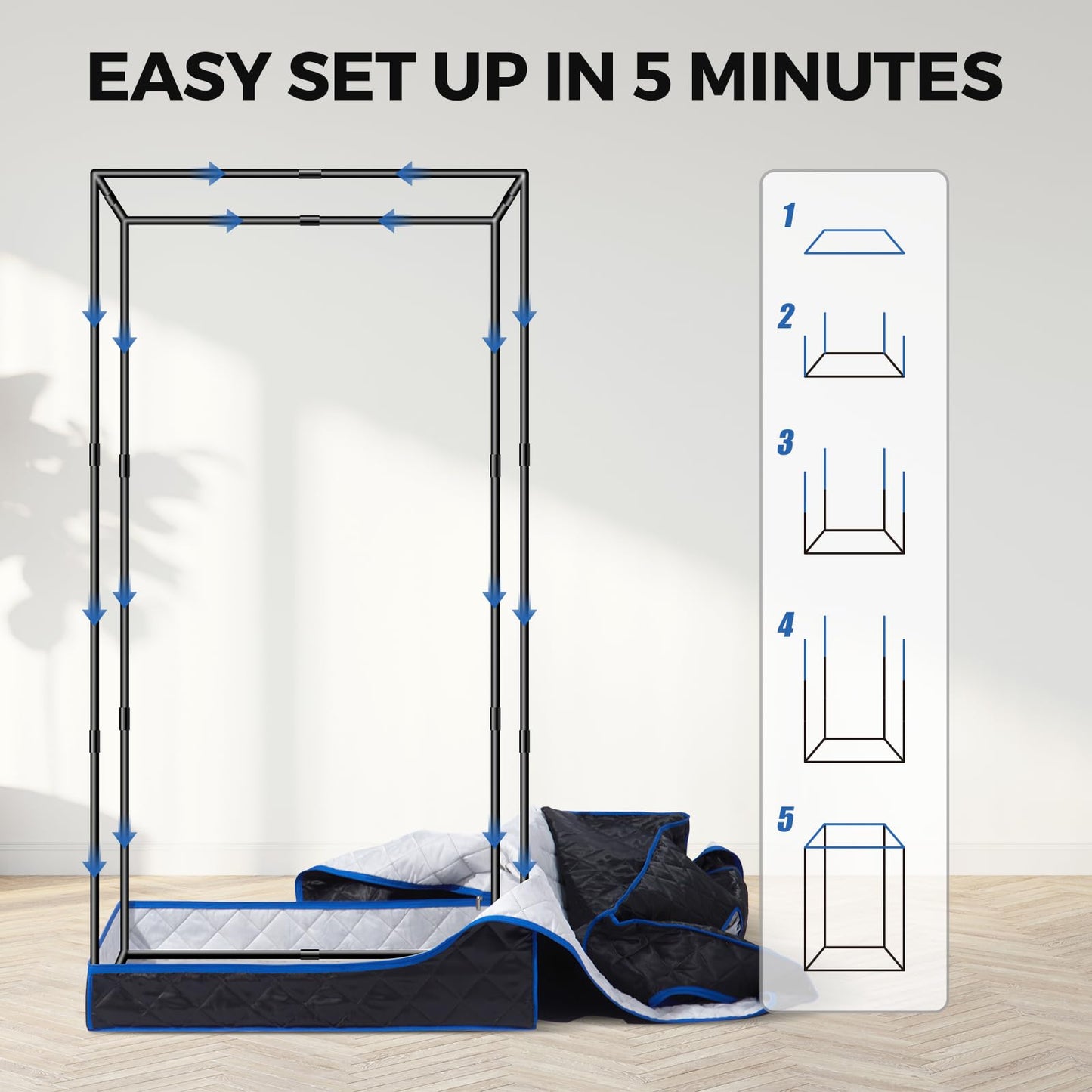 Portable Full Size Infrared Sauna for Home| One Person Spa Tent with Red Light| Personal Indoor Saunas with 660nm Red Light Therapy Lamp| Separate Heating Foot Pad and Reinforced Chair for Relaxation