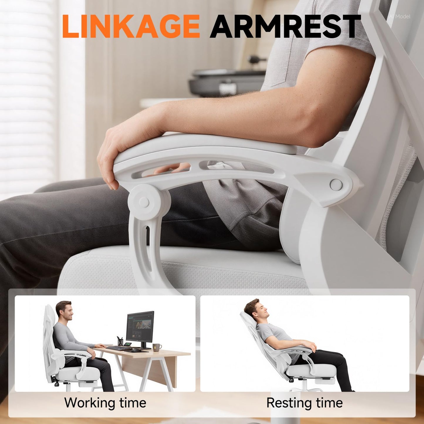 GTPLAYER Computer Chair with Adjustable Footrest, Ergonomic Gaming Chair with Headrest and Lumbar Support, Breathable Mesh Office Chair for Adults, High Back Reclining Desk Chair for Gaming and Office