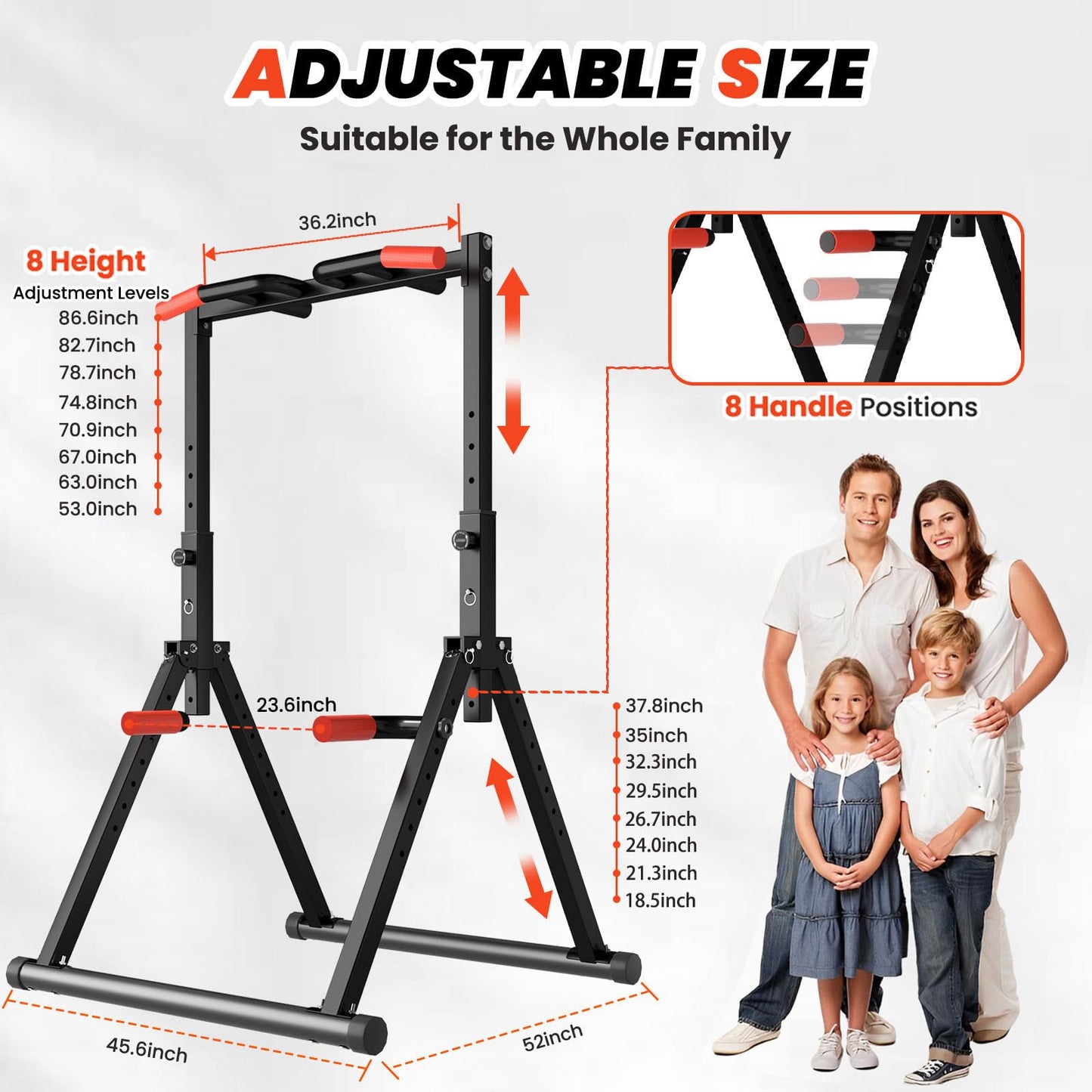 DOBESTS Foldable Power Tower Pull Up Bar Dip Station Adjustable Multifunction Workout Pull Up Tower Station Gym Strength Training Equipment Home Outdoor, Triangular Legs, 700 LBS
