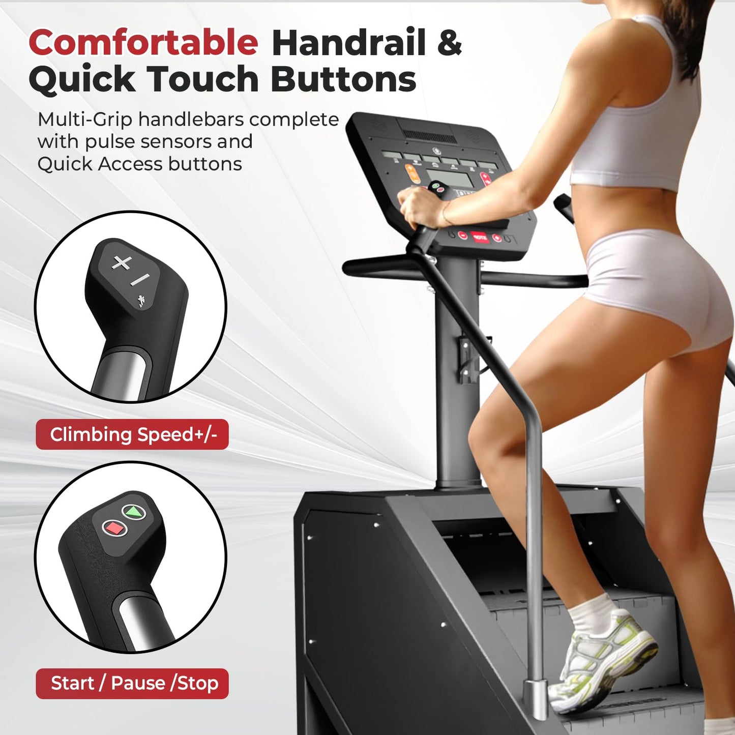 GMWD Stair Stepper Machine, Commercial Grade Stair Climber with Bluetooth, Stair Machine for Cardio, 15 Resistance Levels, 24-164 Steps/Min, Exercise Machine with LED Display for Home