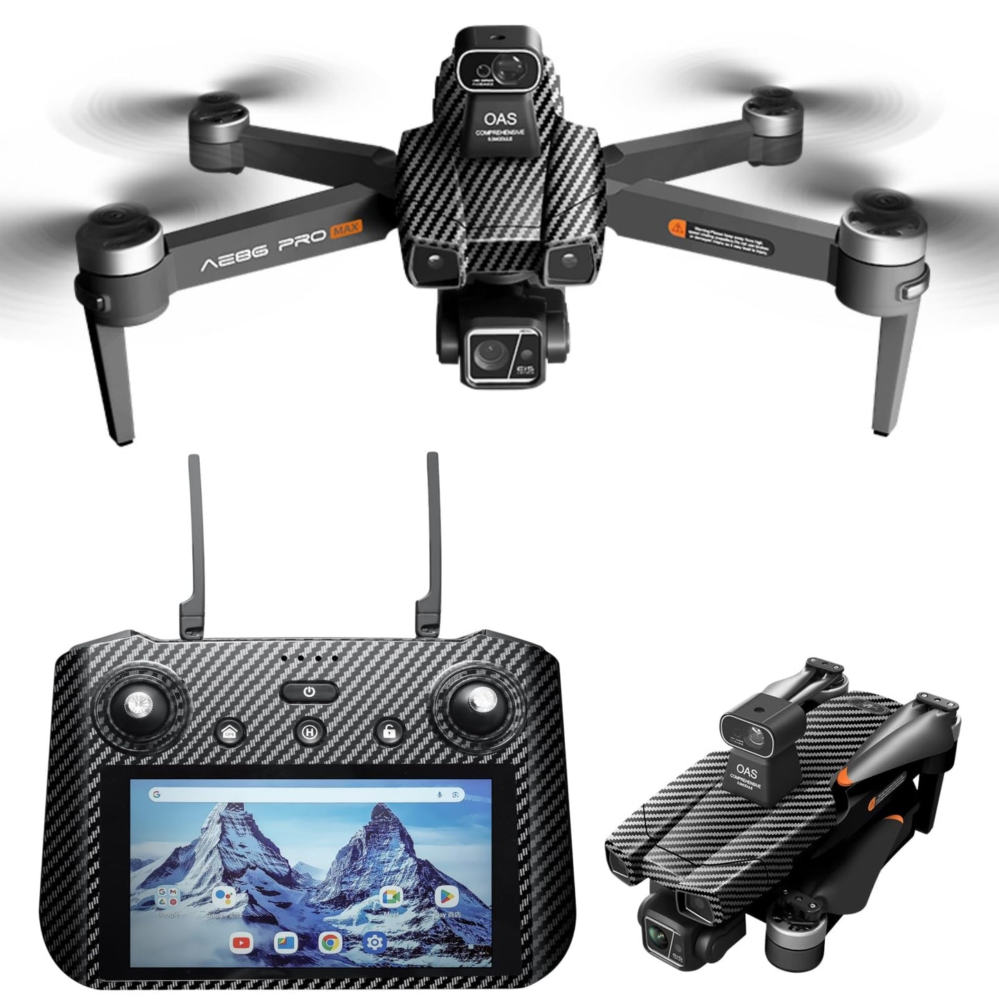 Cyaxzolp AE86ProMax+Drones with Camera for Adults 4K Video,Touch Screen Tablet Remote and 3-Axis Mechanical Gimbal, 5G Digital Transmission, 360° Laser Obstacle Avoidance, GPS Auto Return,Three 8000mAh 45 Mins Long Endurance, 500g Payload, Smart Follow Wa