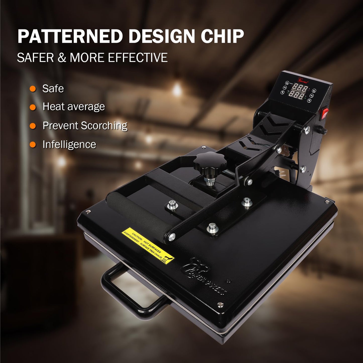 PowerPress Industrial-Quality Digital Sublimation Heat Press Machine for T Shirt, 15x15 Inch, Black