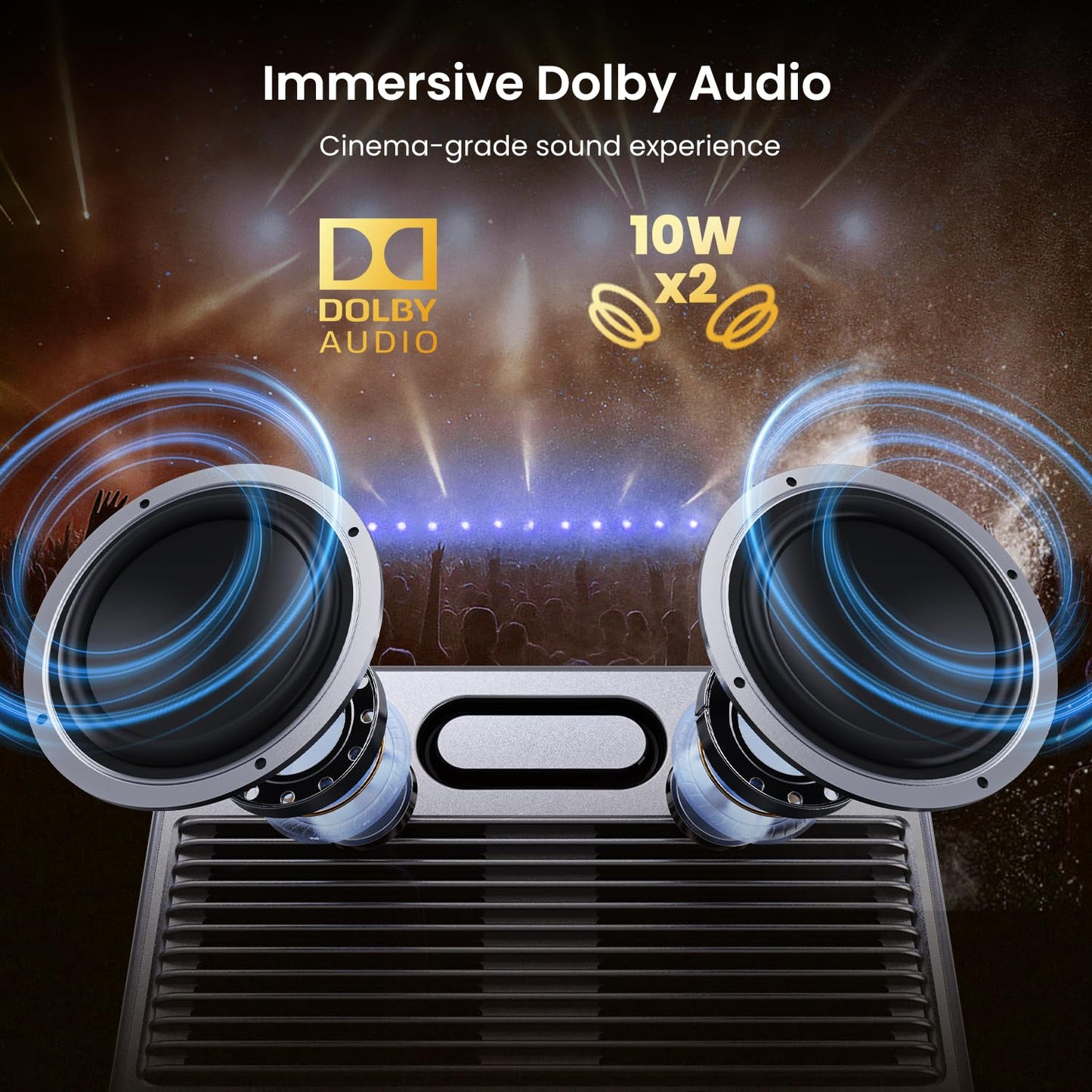 2000 ANSI Official Licensed Google TV Outdoor Projector 4K Full HD, Smart Projector with Wifi and Bluetooth, Auto Focus, Dolby Sound,Built-in Apps,HAPPRUN Indoor Home Theater for Phone/TV Stick/PC/PS5