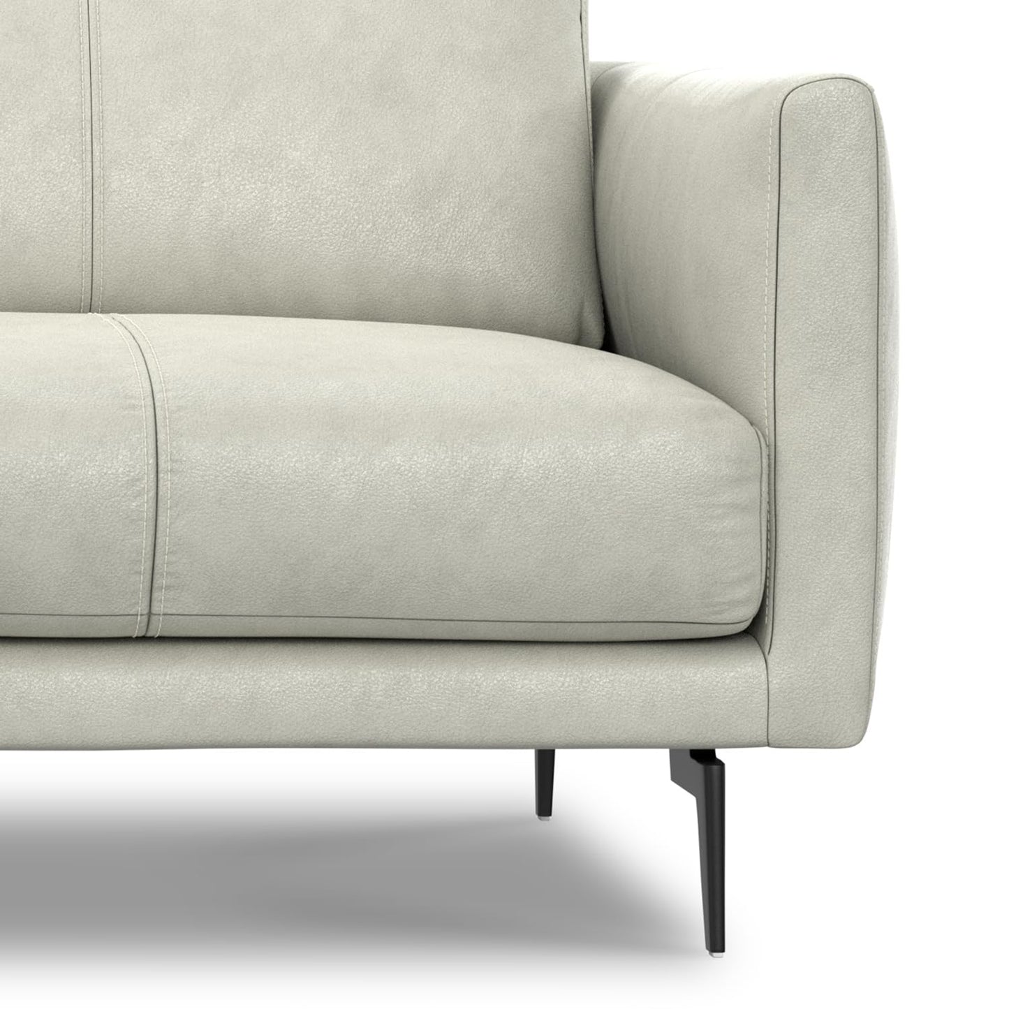 SIMPLIHOME Stevens Sofa in Genuine Light Smoke Grey Leather, 81-inch Wide, Solid Wood Frame, Modern 3-Seater Couch for Living Room