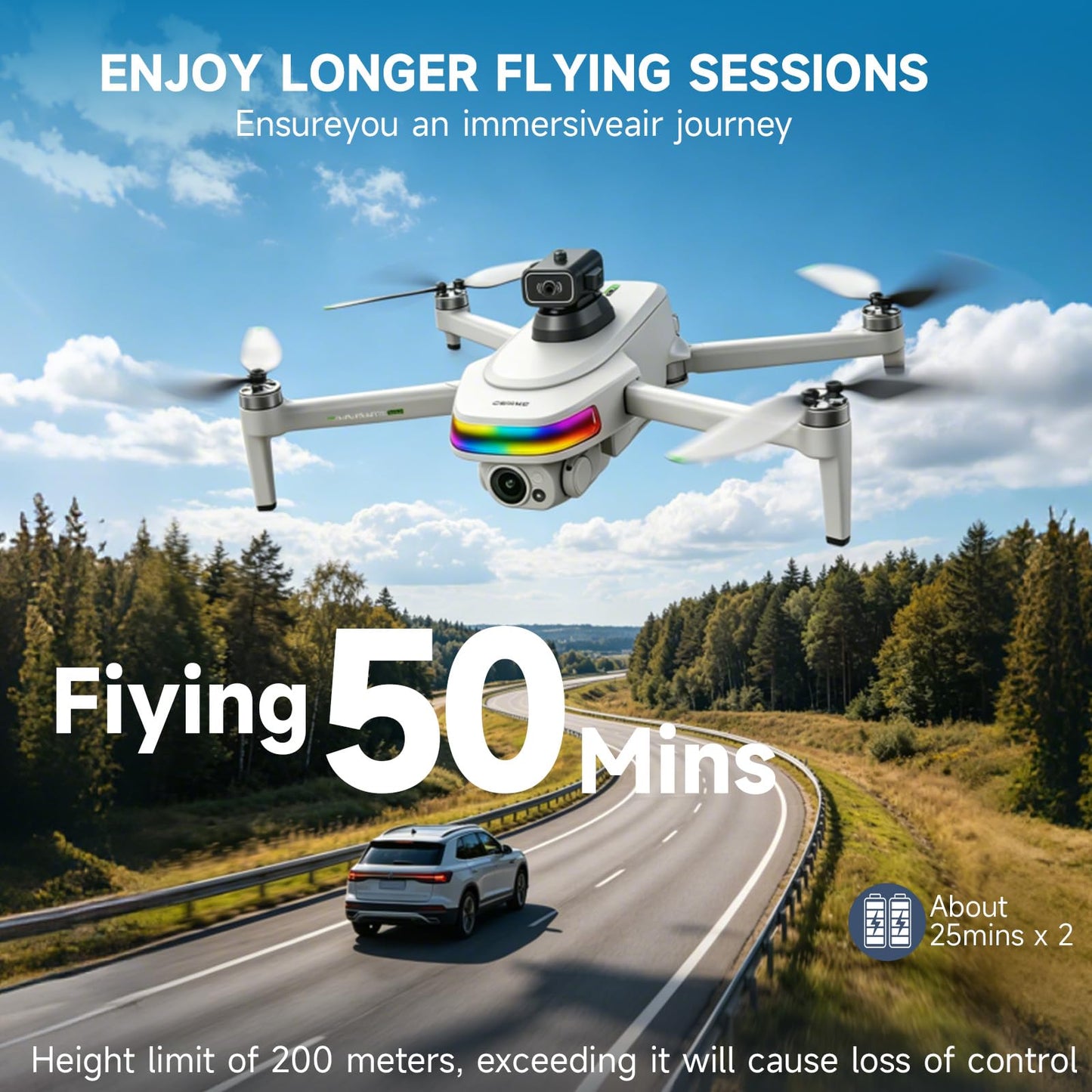 uehjxb 4K Drone with Camera for Adults & Beginners, 5.5" HD Touchscreen Remote, 30-Min Flight, Brushless Motor, Smart Obstacle Avoidance, One-Key Return, Foldable RC Drone Under 260g