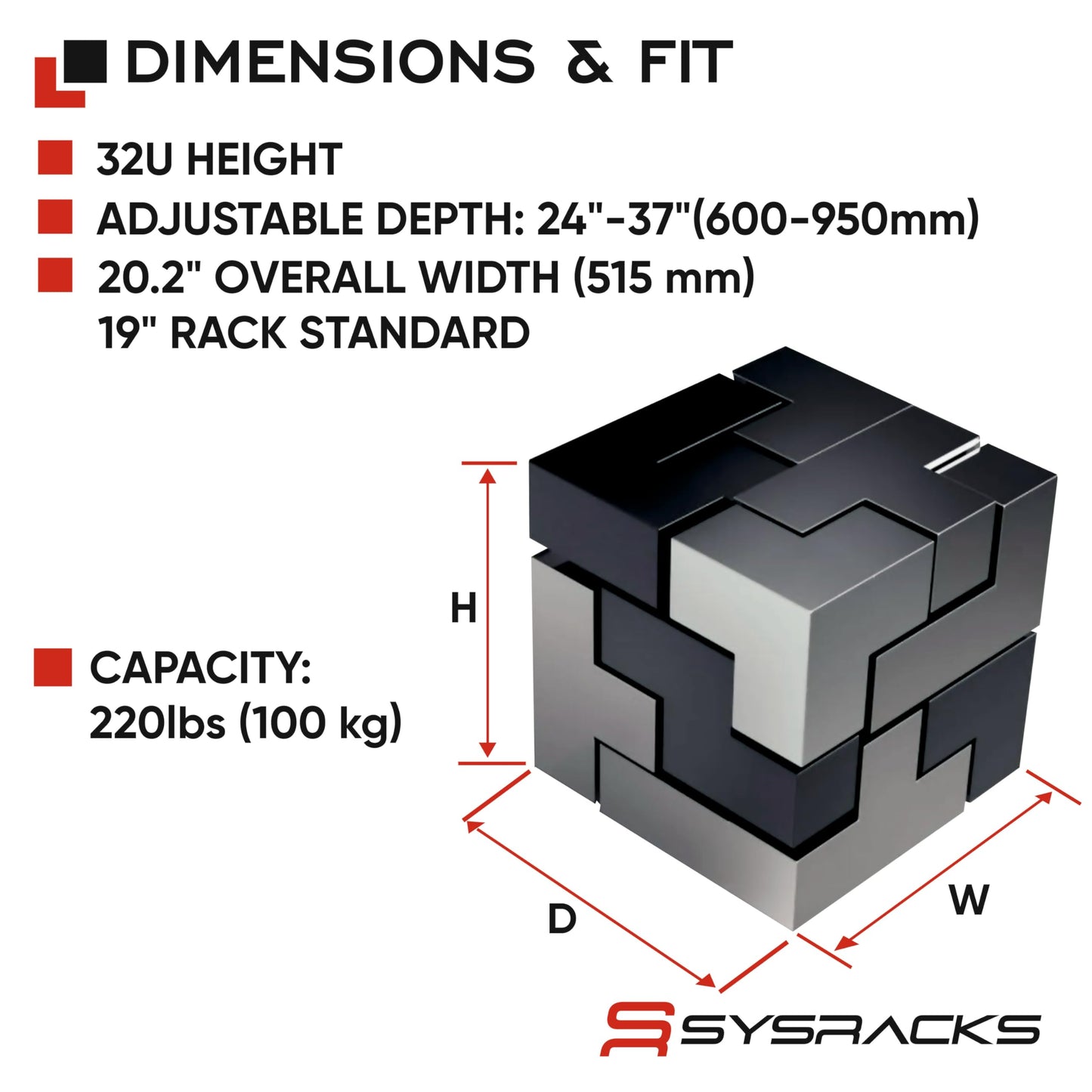 32U 4-Post Open Frame Server Rack – Adjustable Depth 24"–37", 19" Network Equipment Rack with Square Mounting Holes, Floor Standing Steel Rack for IT, AV & Telecom
