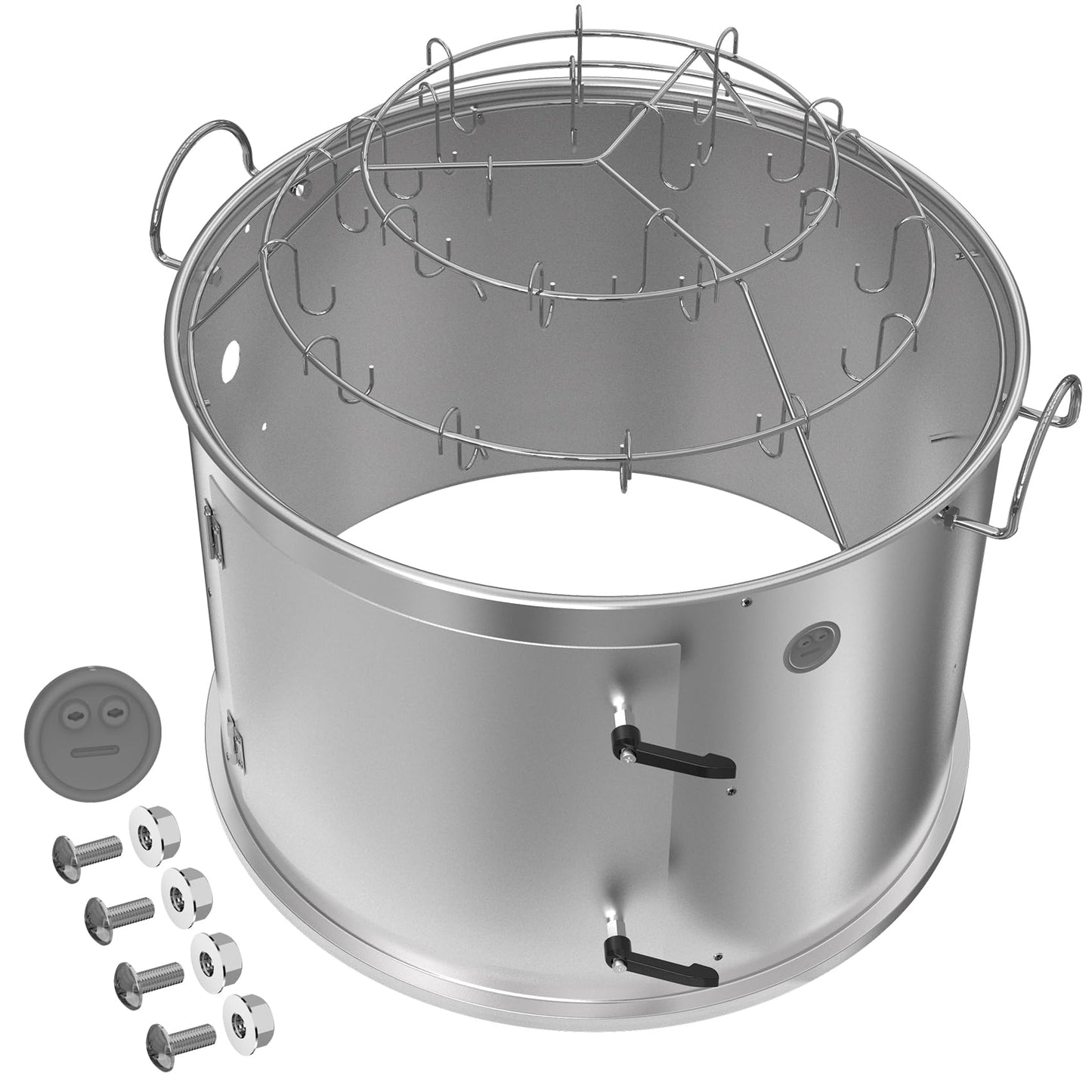 only fire Stainless Steel Grill Cooking Smoking Attachment, Charcoal, Rib Hanging System for Weber 22 inch Kettle Grills - Turns Your Kettle into Smoker
