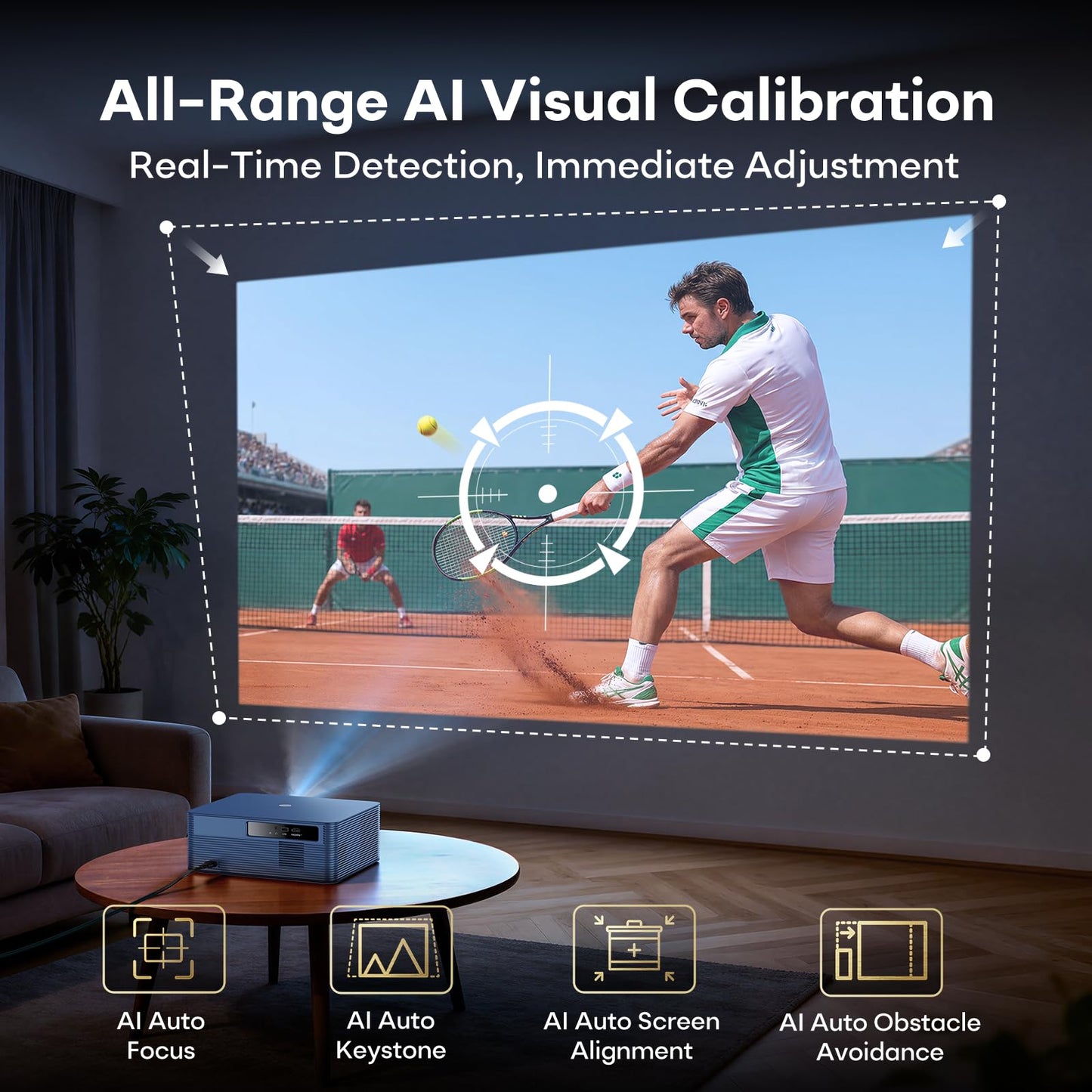 Boldever 3000 ANSI Google TV Smart Projector - 4K Projector with WiFi and Bluetooth, 20W HiFi Speakers Outdoor Movie Proyector, Auto Focus & Keystone Projector for Home Theater Indoor