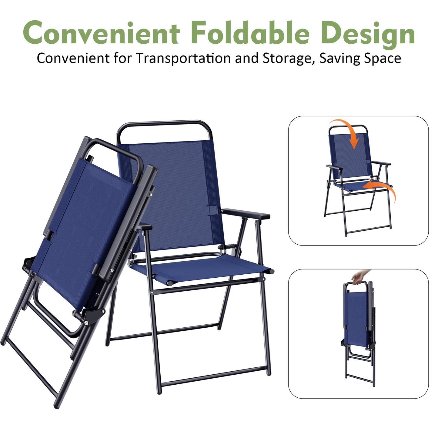 Shintenchi 6 Piece Outdoor Patio Furniture Set, Small Outdoor Patio Dining Table and Chairs Set, Outdoor Seating with Umbrella for Backyard, Balcony, Front Porch, Dark Blue