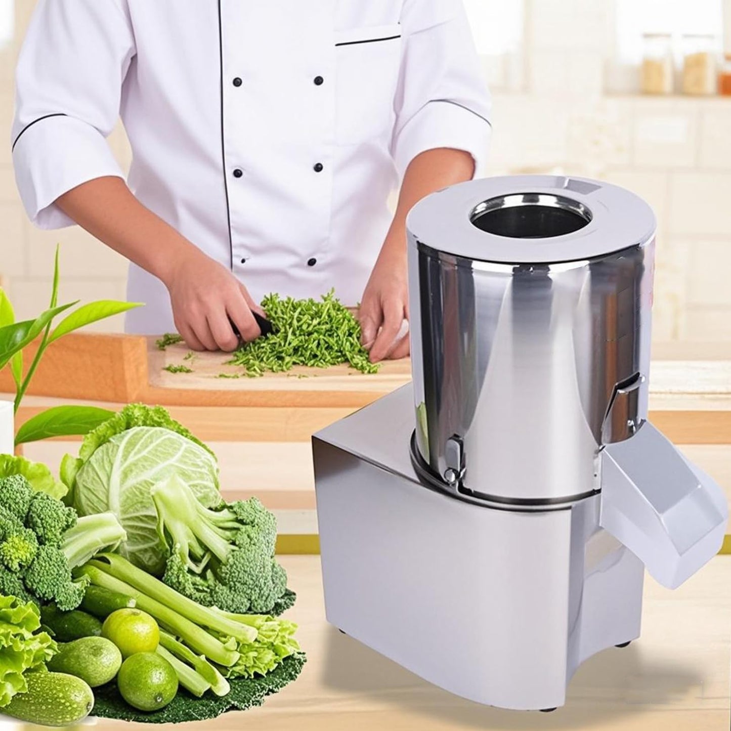SHILINTONG Commercial Electric Food Processor 550W – Heavy Duty Vegetable Chopper Machine – Stainless Steel Body & Blades – 120Kg/H High Capacity – for Restaurant & Kitchen Use (110V)