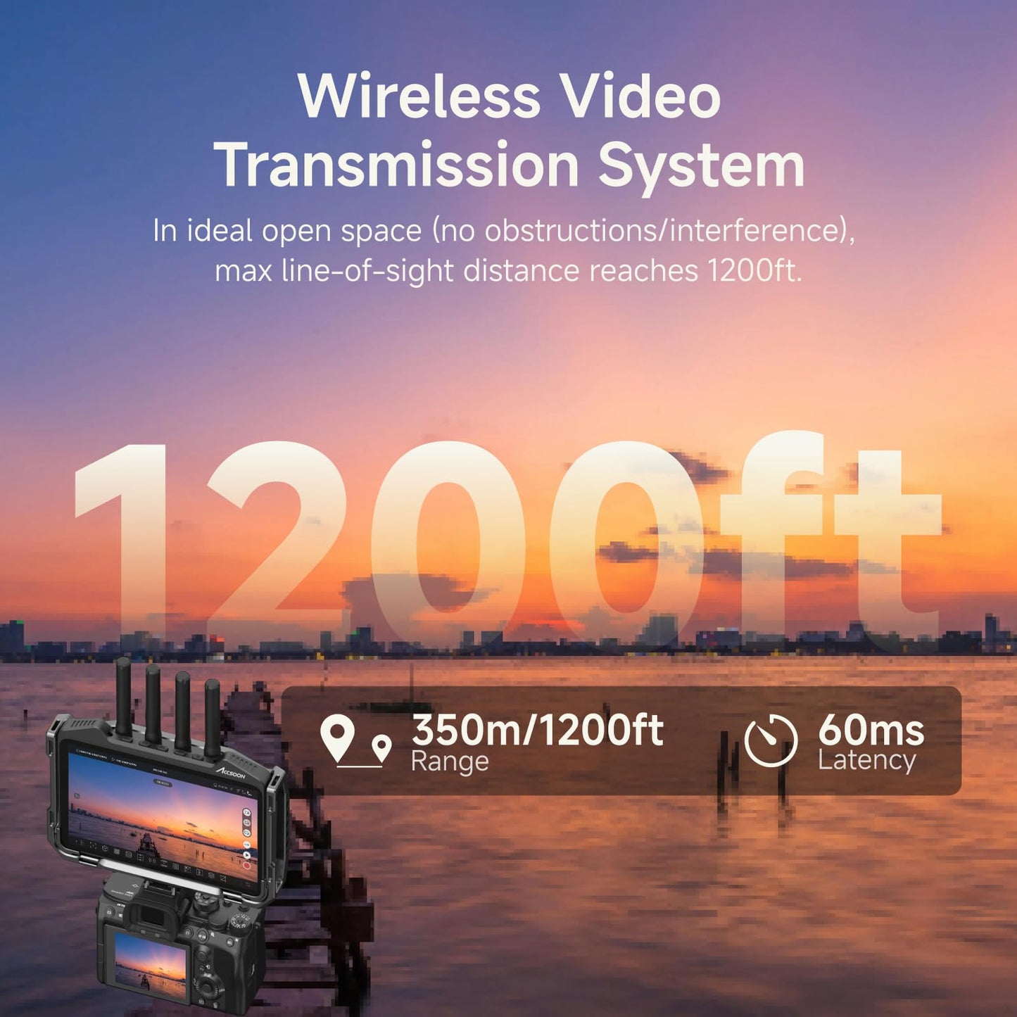 Accsoon CineView M7 Pro 4K60 Wireless SDI HDMI Video Transmitter Receiver&Camera Monitor 7" Camera Control, 60ms Latency 1200FT 3D Luts App Monitoring, Pair CineView M7H Pro/Master 4K/SE 4K/HE/SE