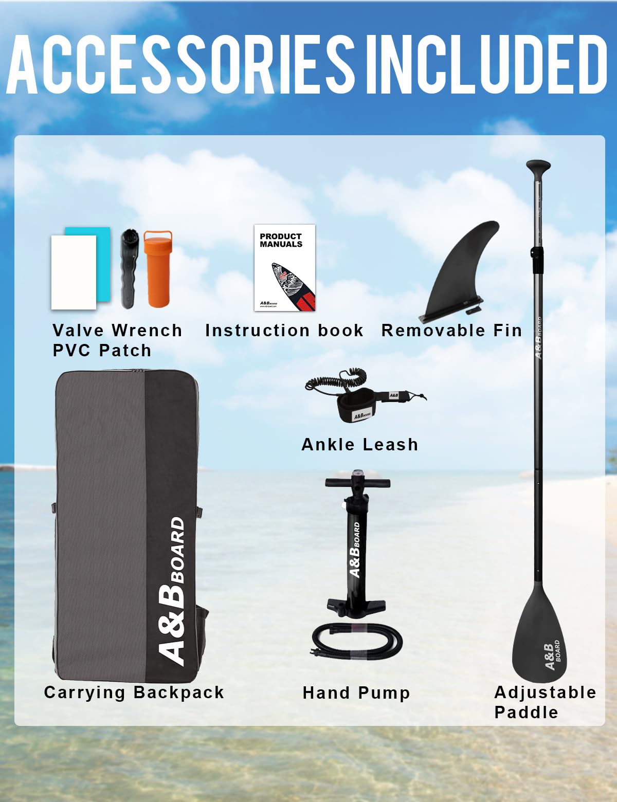 ABBOARD Inflatable Stand Up Paddle Board Fishing Paddleboard with Sup Accessories for Beginner Adults Youth