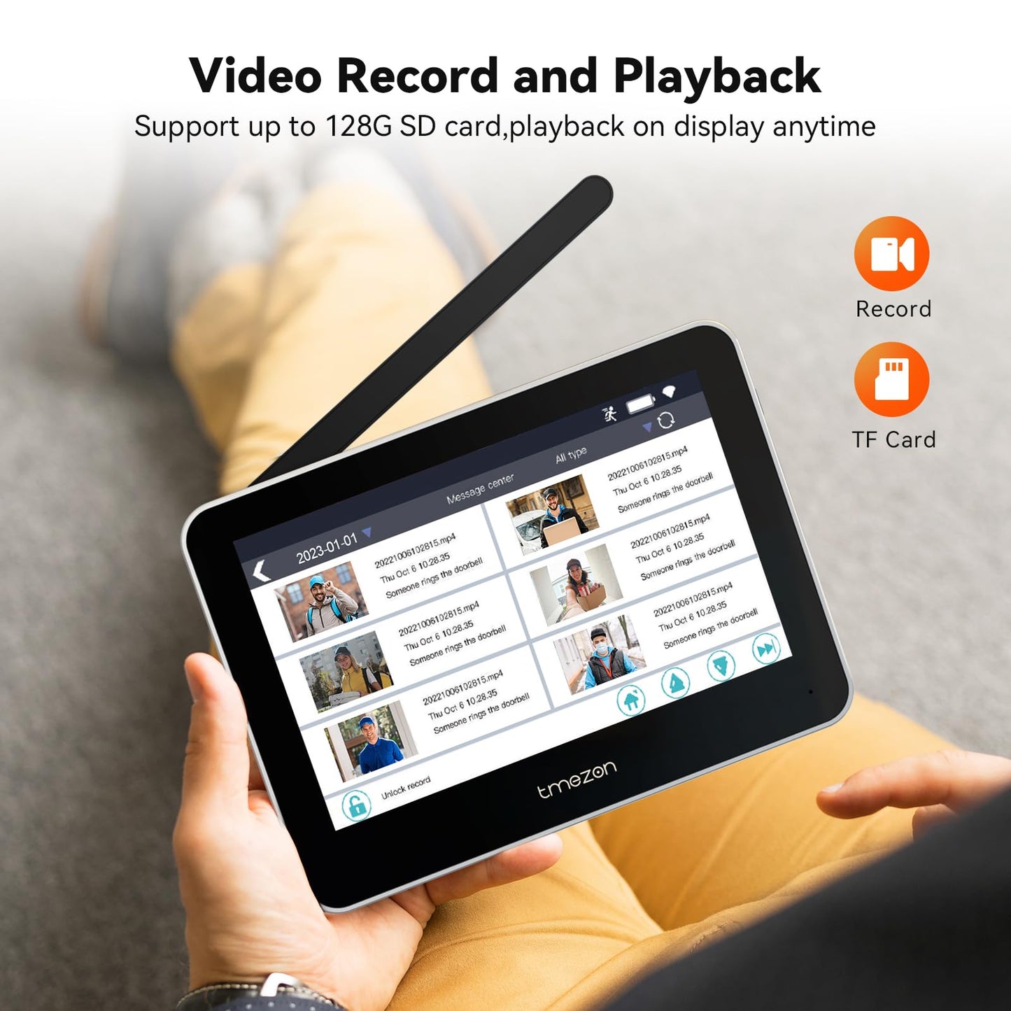 Tmezon Wireless Video Doorbell with Camera and Monitor WiFi Doorbell Intercom System, 1080P Camera with Monitor, Video Door Phone 7''Touch Screen, Motion Detection, No Monthly Fees, Tuya APP 2.4G/5G