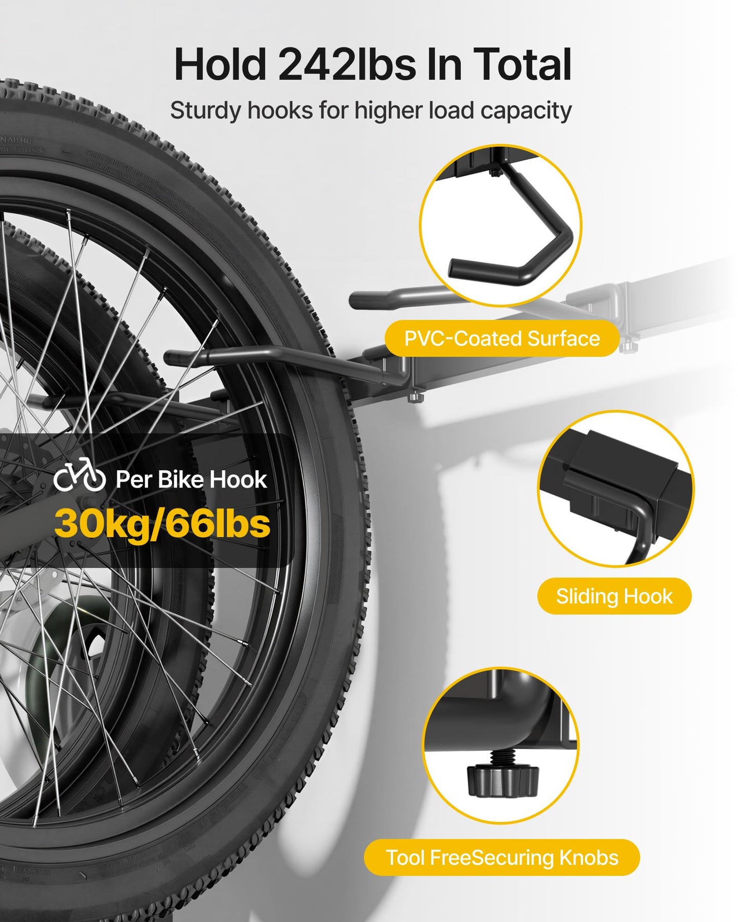 monTEK Rolling 3-Bike Rack Garage, Up to 4.5" Tire Width