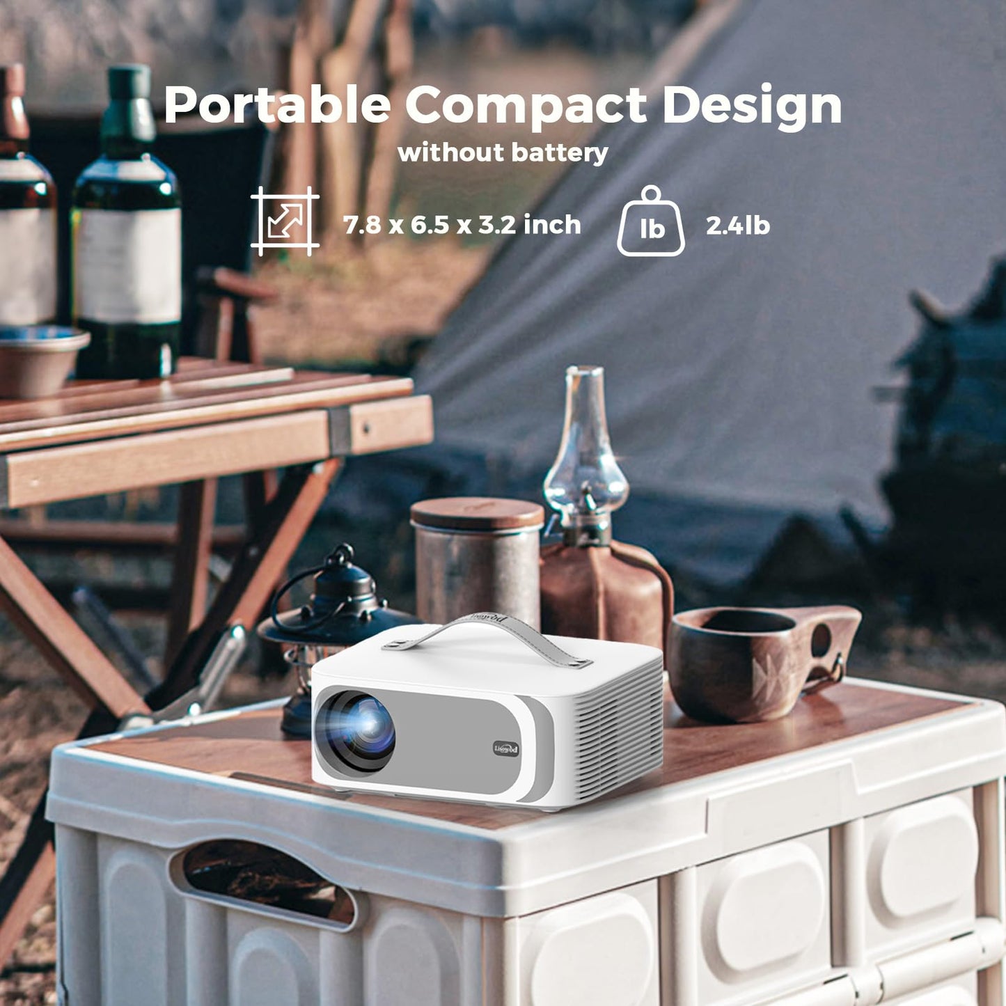 [5000+ Official-Apps & AI Auto Focus & 50W Dolby Audio] Outdoor-Projector-4k with WiFi and Bluetooth, AI Movin 2.0 OS Smart Projector with HDR10+, Lisowod Portable 4K Proyector 2026 Upgraded