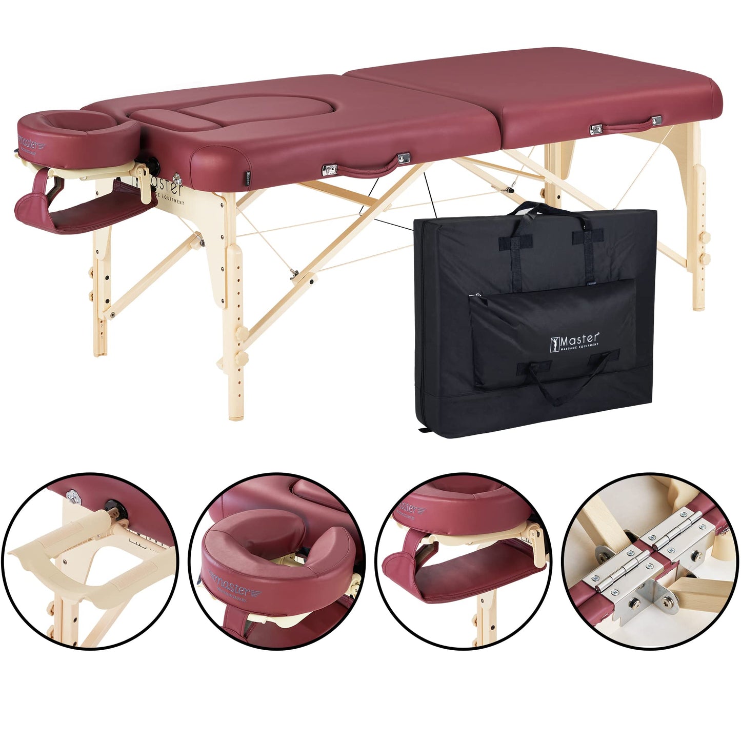 Master Massage 30'' Eva Portable Pregnancy Massage Table for Female Clients and Obese Individuals, Spa Salon Facial Bed for Pregnant Women- Multi Functional (Burgundy)