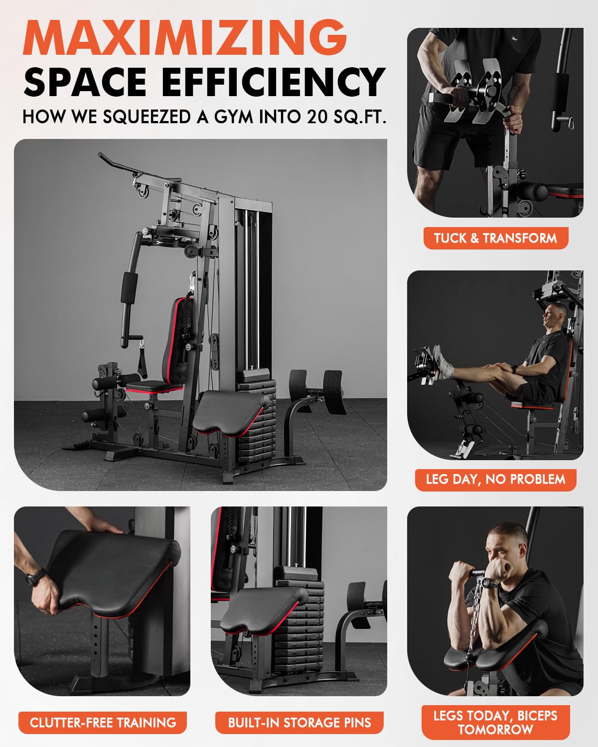 Mikolo Home Gym, Workout Station with 150LBS Weight Stack, Multifunctional Home Gym Equipment with Pulley System for Full Body Strength Training
