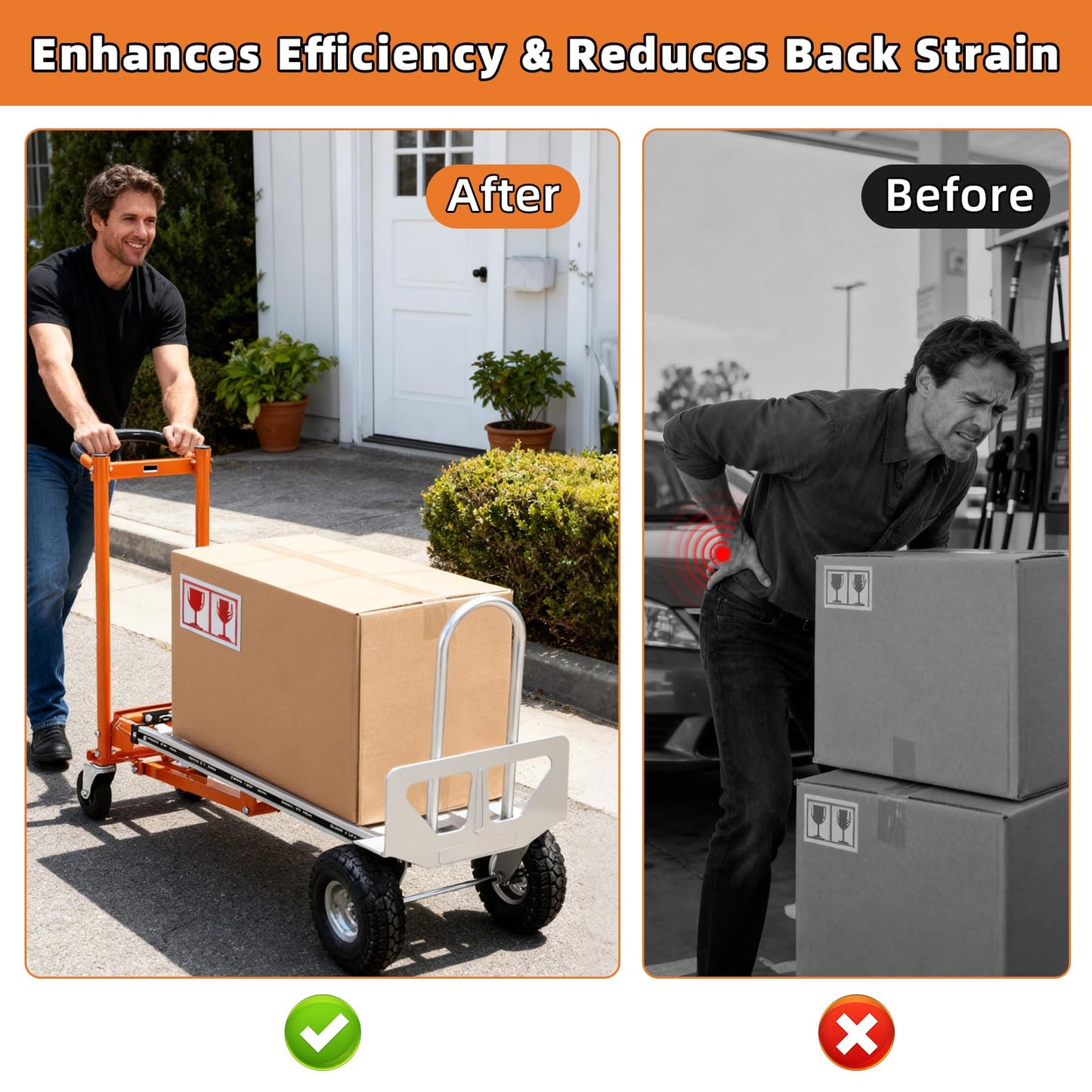 Aluminum 4 in 1 Convertible Hand Truck Dolly, 1000Lbs Capacity, Heavy Duty Folding Hand Truck Dolly Cart with Wheels 10" All-Terrain Tires, Hand Trucks for Logistics, Moving Home, Shopping, Office