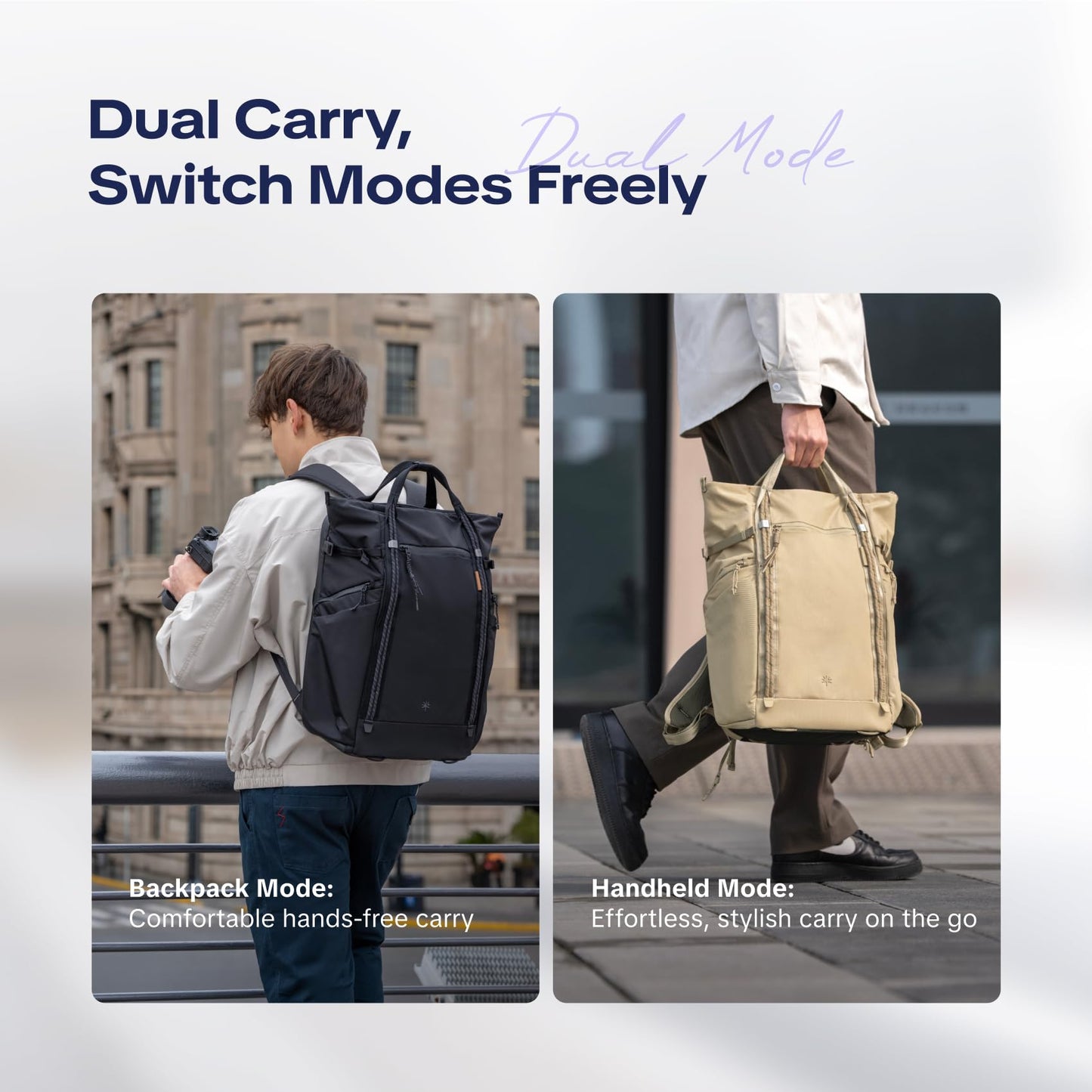 PGYTECH OneGo Roamer Tote Camera Backpack, 18L Water-Resistant Dual Carry Tote Bag for DSLR/Mirrorless Cameras, DJI Mavic Drone, 15" MacBook Air, Tripod Holder, Side/Top Access - Sand Khaki