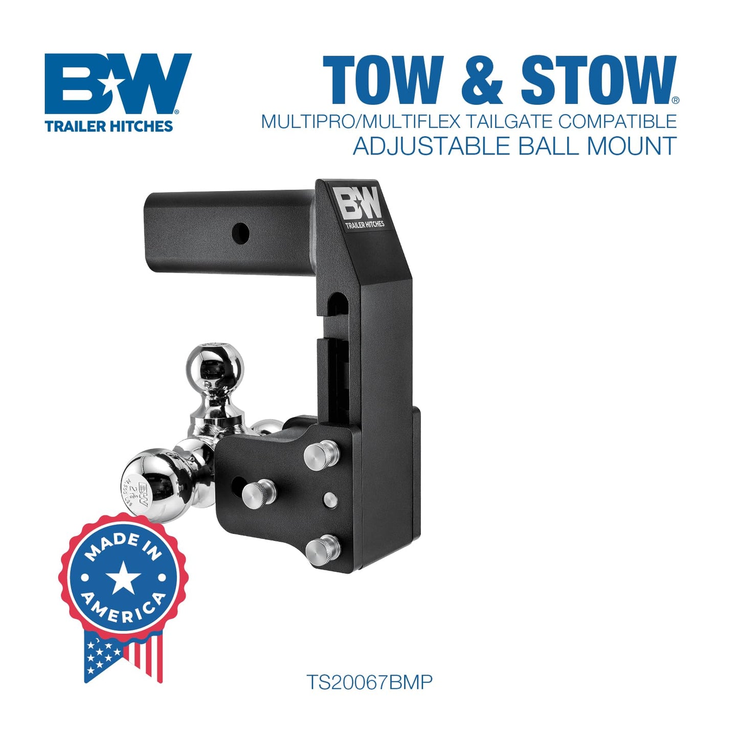 B&W Trailer Hitches B&W MultiPro Tow & Stow - Fits 2.5" Receiver, Tri-Ball (1-7/8" x 2" x 2-5/16") 18,000 GTW - TS20067BMP