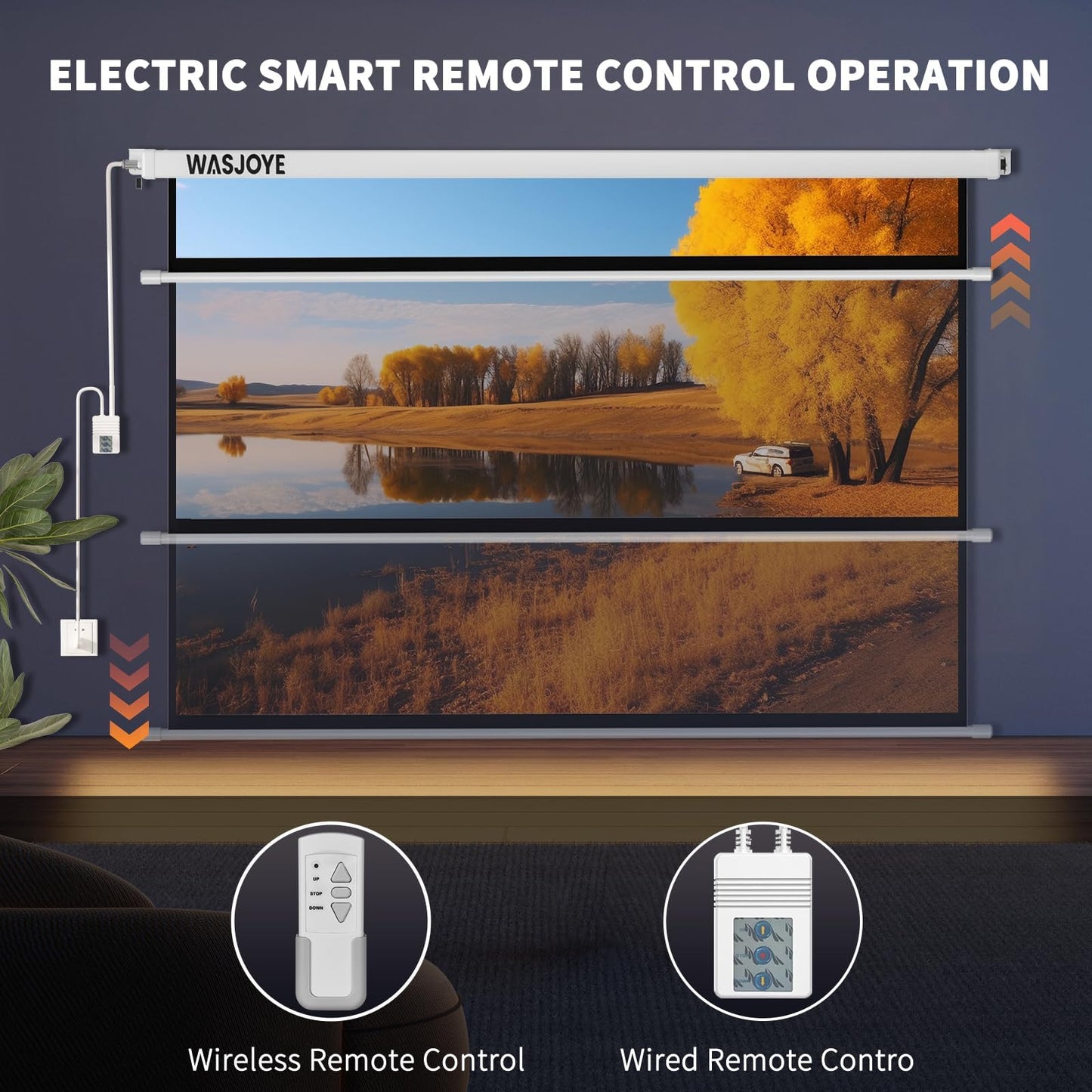Motorised Projector Screen 150" - 16:9 Electric Projector Screen Wall/Ceiling Mount with Remote Control - 8K HD Projection Screen Dual Side Power Supply for Home Theater Office TV Game