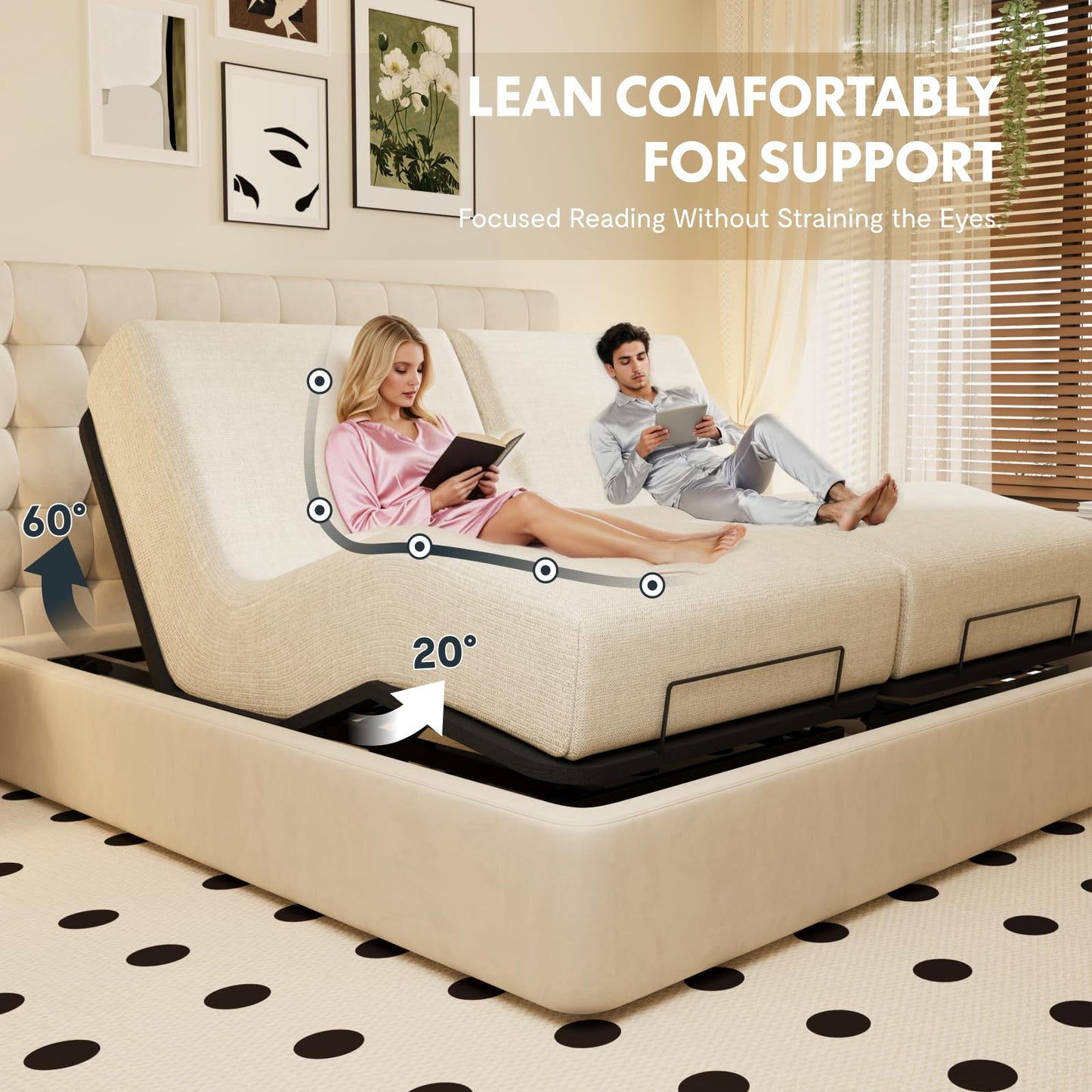 FLEXISPOT Adjustable Bed Frame Base Split King,Segmented Design,Easy Assemble,Oxford Fabric Bedspread,Wired Remote,Whisper Quiet Durable Motor,Mattress Holder.
