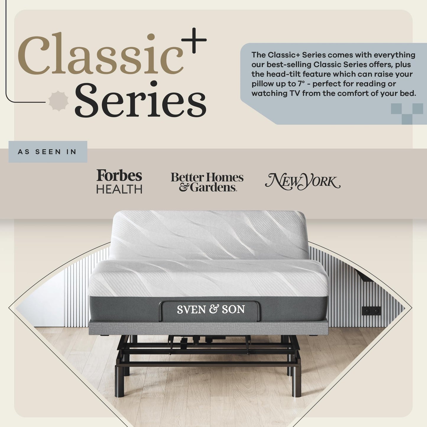 Sven & Son Harmony Adjustable Bed Base, Head and Foot Lift, Massage, Under-Bed Lights, USB, Gel Memory, Zero Gravity Smart Frame - Full + 14 inch Hybrid Spring Matt (Medium Soft)