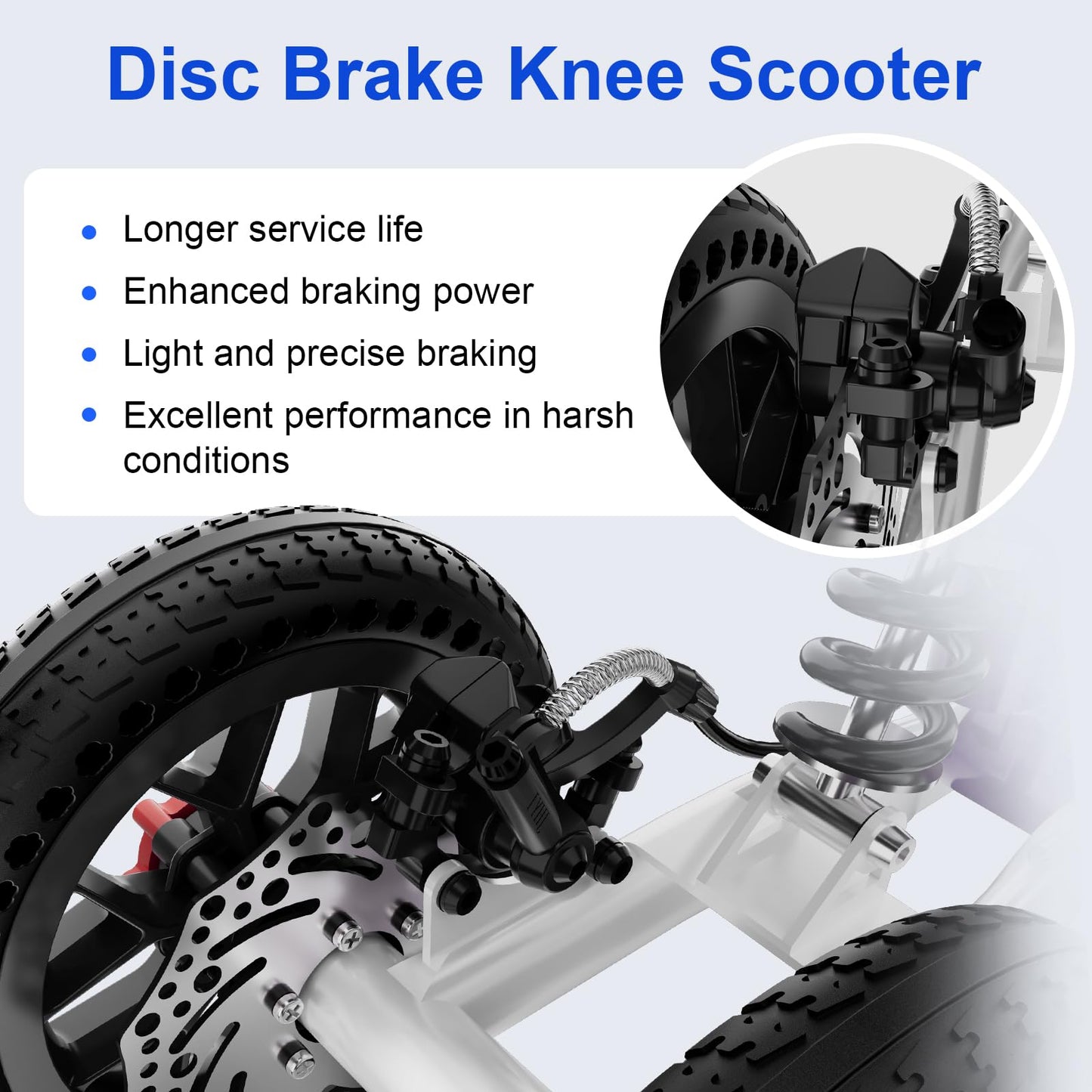 BlessReach All Terrain Foldable Knee Scooter Walker, Disc Brake Knee Walker for Foot Injuries, Compact Crutches Alternative (Purple)