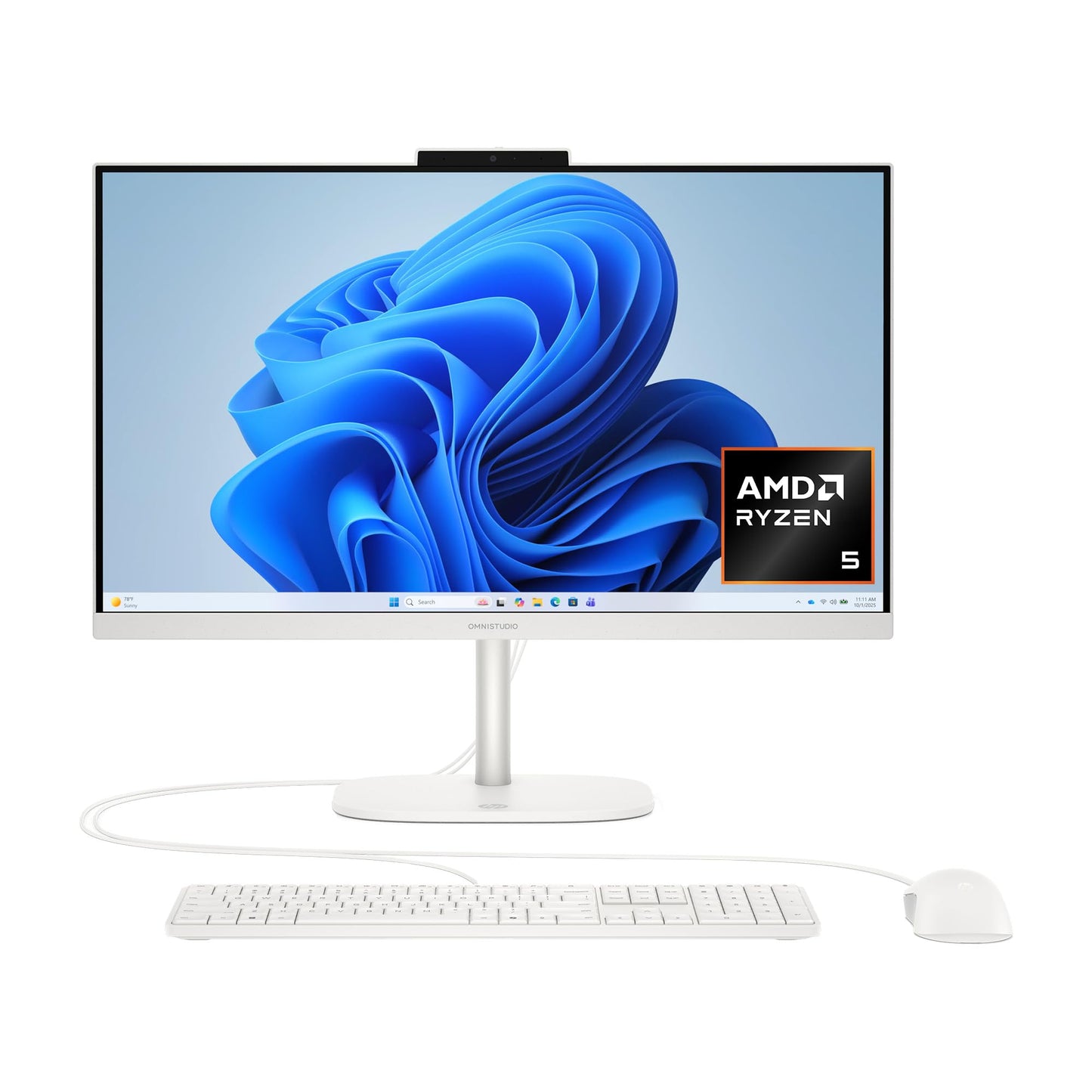 HP OmniStudio 23.8 inch All-in-One Desktop PC, FHD Display, AMD Ryzen 5 40, 8 GB RAM, 512 GB SSD, AMD Radeon Graphics, Windows 11 Home, Cotton White, 24-cv0002 (2026)