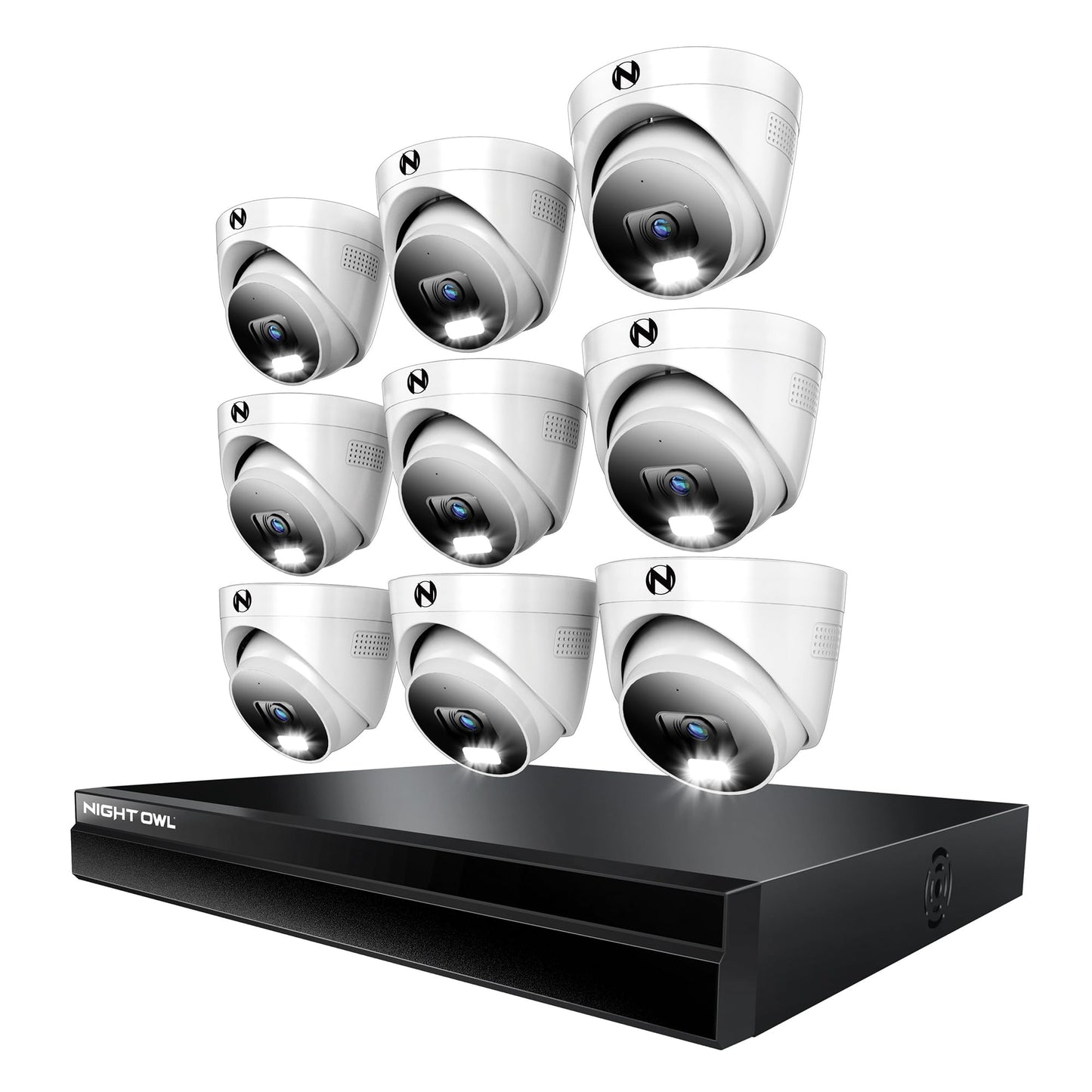 Night Owl Power Over Ethernet 24 Channel NVR Video Home Security Camera System with (9) Wired IP 4K HD Indoor/Outdoor Deterrence Dome Cameras and 4TB Hard Drive (Add up to 8 Wi-Fi Cameras)