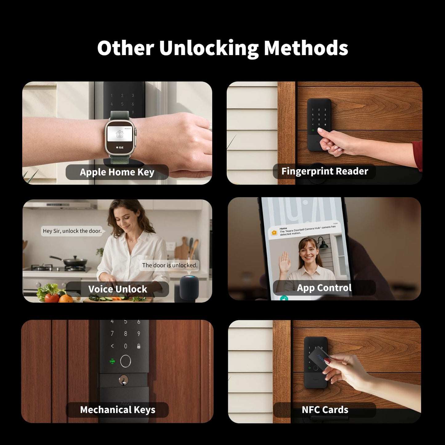 Aqara UWB Smart Lock U400, Matter Over Thread, Apple Home Key, Fingerprint Keyless Entry Deadbolt,Touchscreen Keypad, Rechargeable Battery, Supports HomeKit, Alexa, Google, Home Assistant, Black