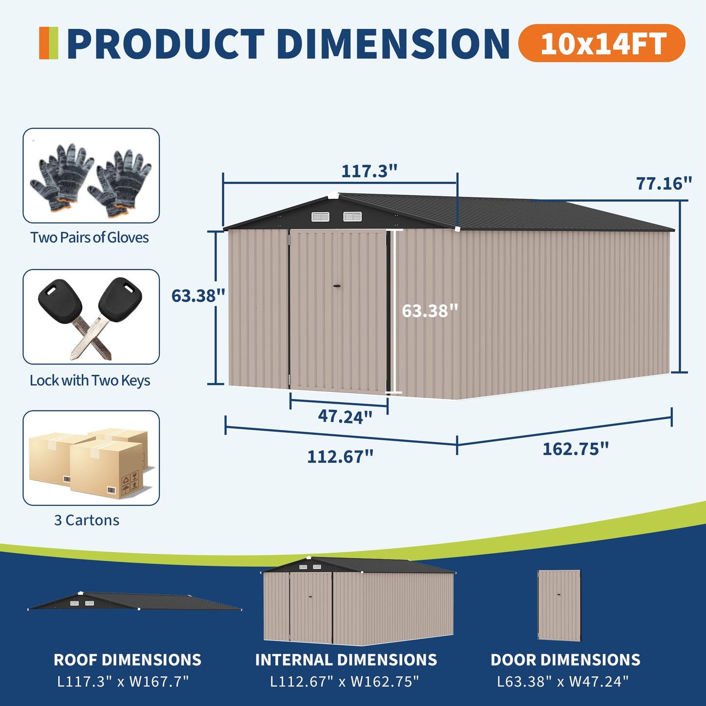 Outdoor Metal Sheds 10x14, Outdoor Storage Shed MetalGarden Tool Shed for Backyard, Metal Utility Sheds Buildings with Air Vent