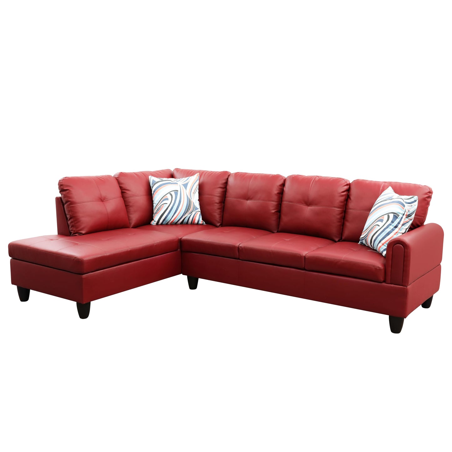 NicBex Leather 97" L Shaped Couch Sectional Couches for Living Room, 2-Piece Modular Sofa with Movable Chaise & Deep Seat for Apartment, Bedroom, Office, Red