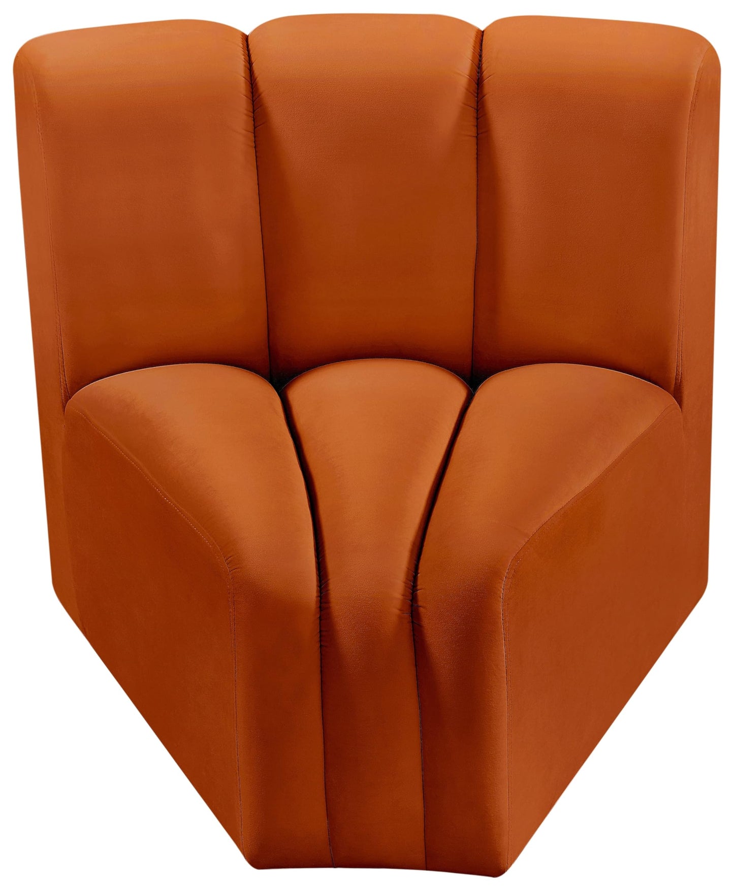 Meridian Furniture 103Cognac-CC Arc Collection Modern | Contemporary Curved Corner with Soft Cognac Velvet, Channel Tufting, Modular for Limitless Configurations, 33" W x 31" D x 30" H, Cognac