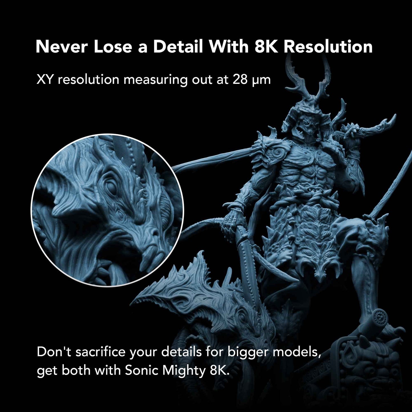 phrozen Sonic Mighty 8K LCD Resin 3D Printer, 10" Monochrome LCD, Tabletop 3D Resin Printer with 28µm XY Resolution, 8.6 * 4.8 * 9.3 Inch Printing Volume for Models, Miniatures and Action Figures