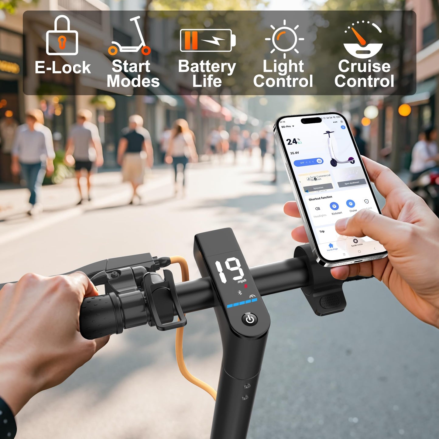 Electric Scooter, 500/350W Motor & 10"/8.5" Solid Tires, Up to 22/19 MPH & 25/15 Miles Rang, Foldable Commuter E Scooter for Adults & Teens