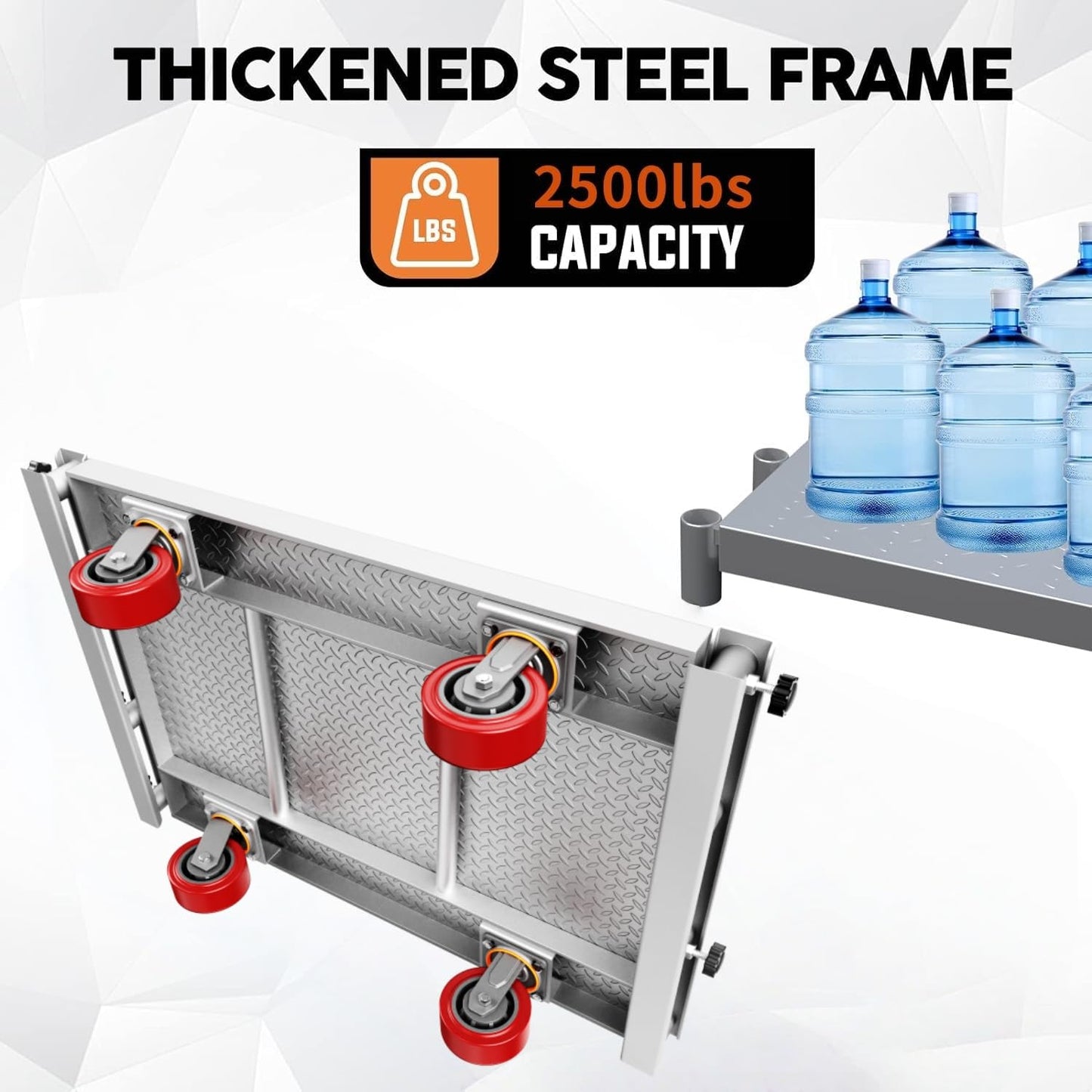 Steel Panel Truck Cart, Platform Truck, Heavy Duty Lumber Drywall Dolly, Flatbed with 2500 lbs Capacity and 4 Swivel Casters, 36x24inch Steel Board with 3 Side Handrails
